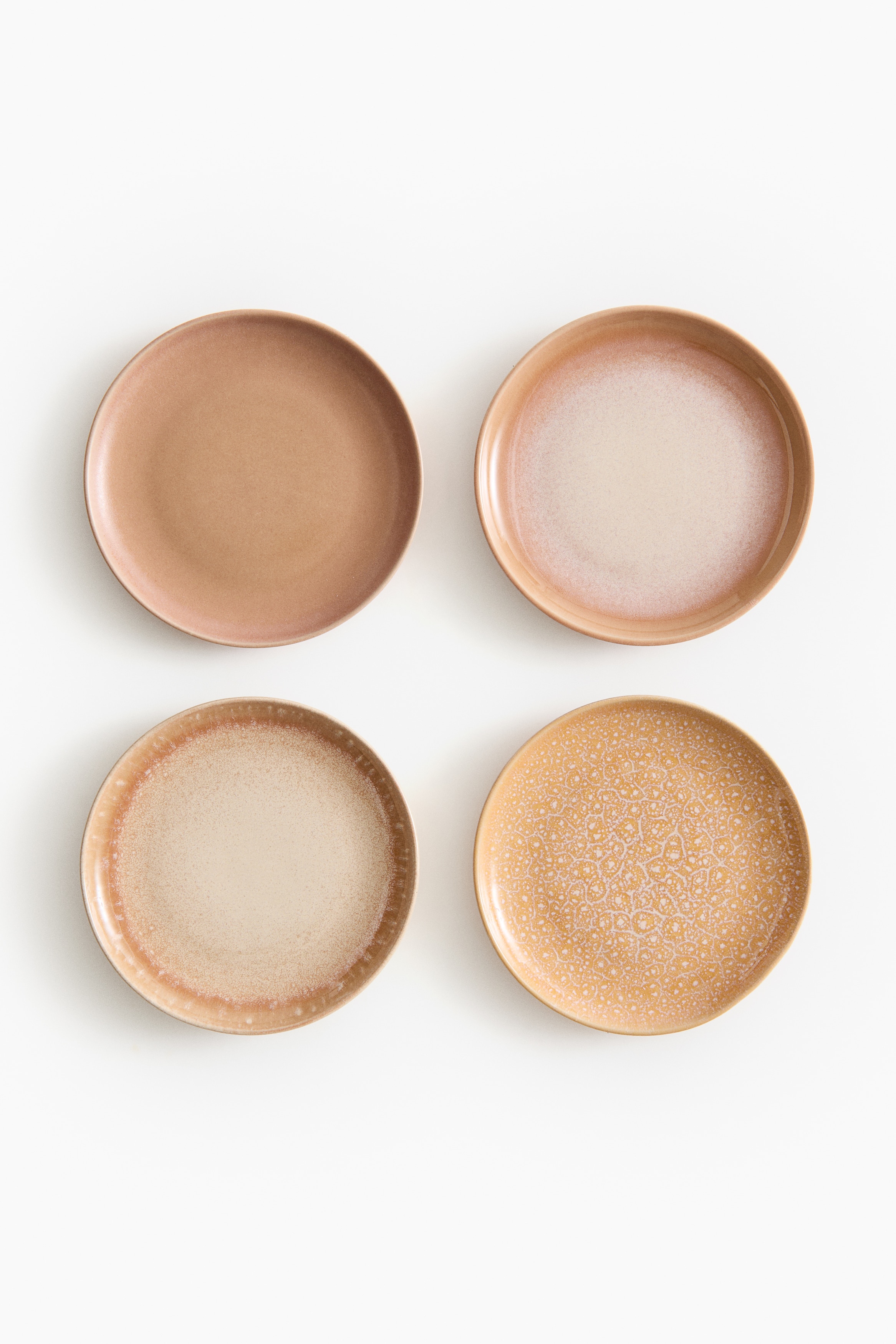 Lot de 4 mini assiettes en grès cérame - Orange