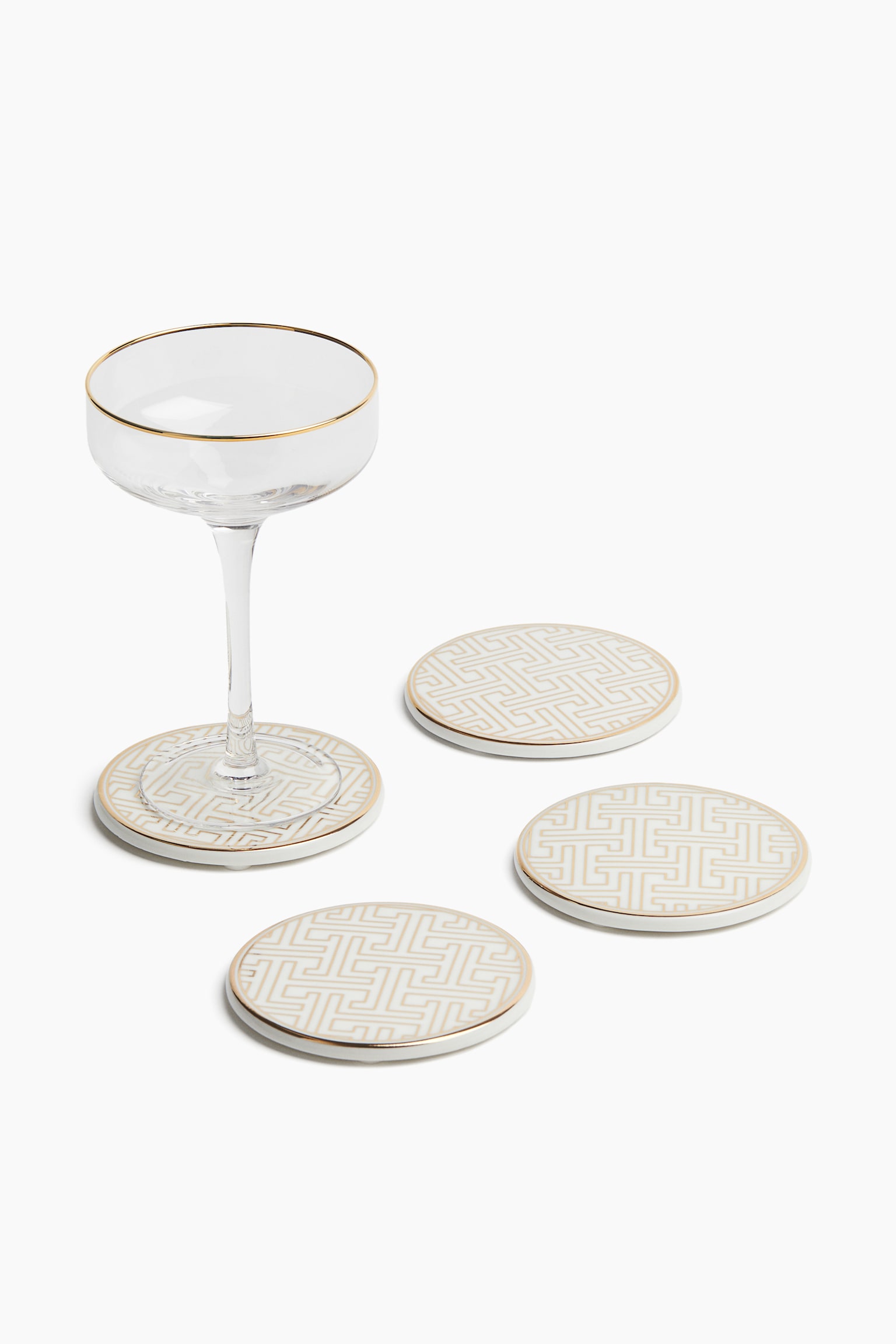 4-pack porcelain coasters - Gold-coloured/Patterned - 2