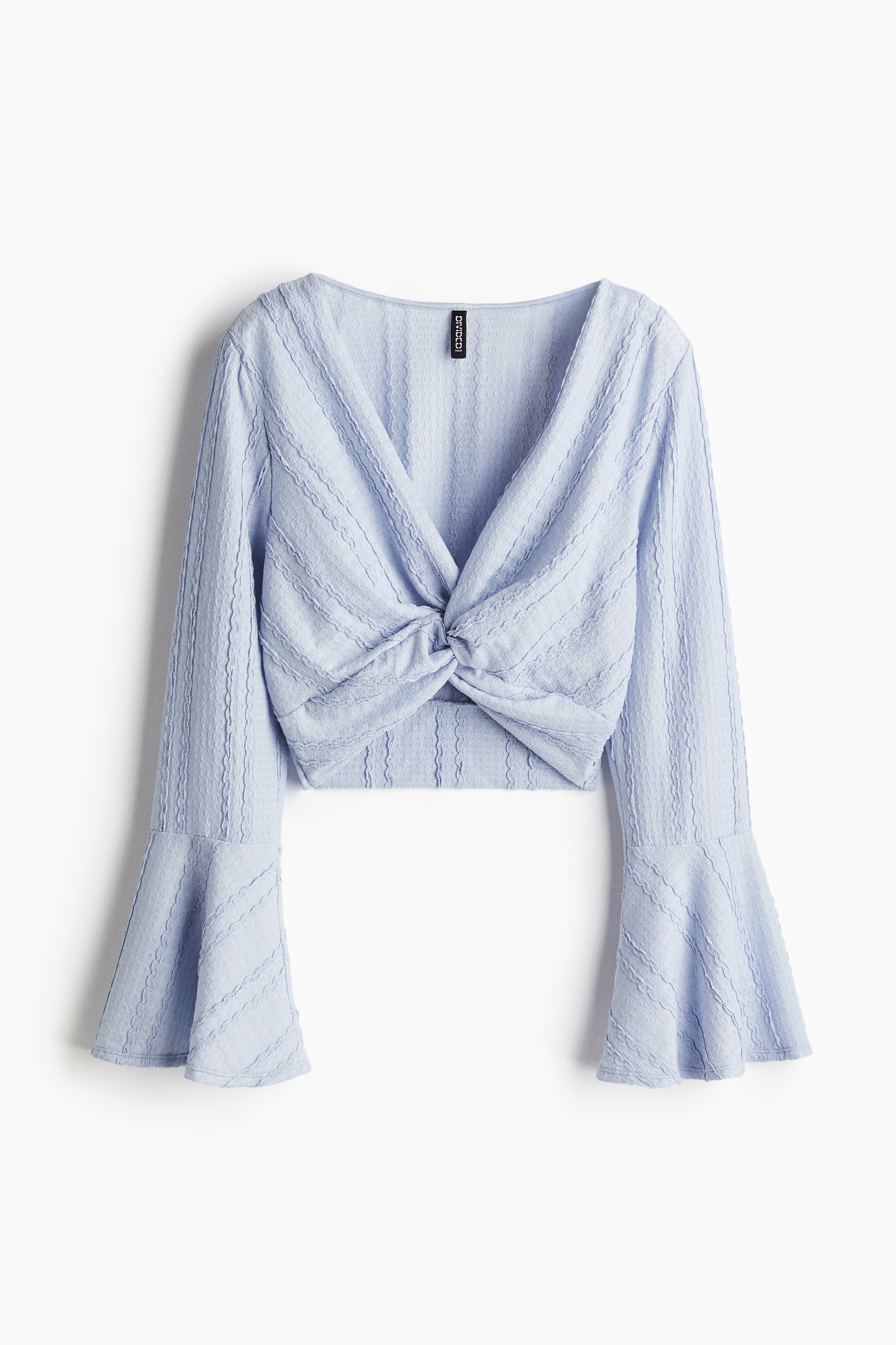 Cropped twist-detail top - Azul pó claro/Preto