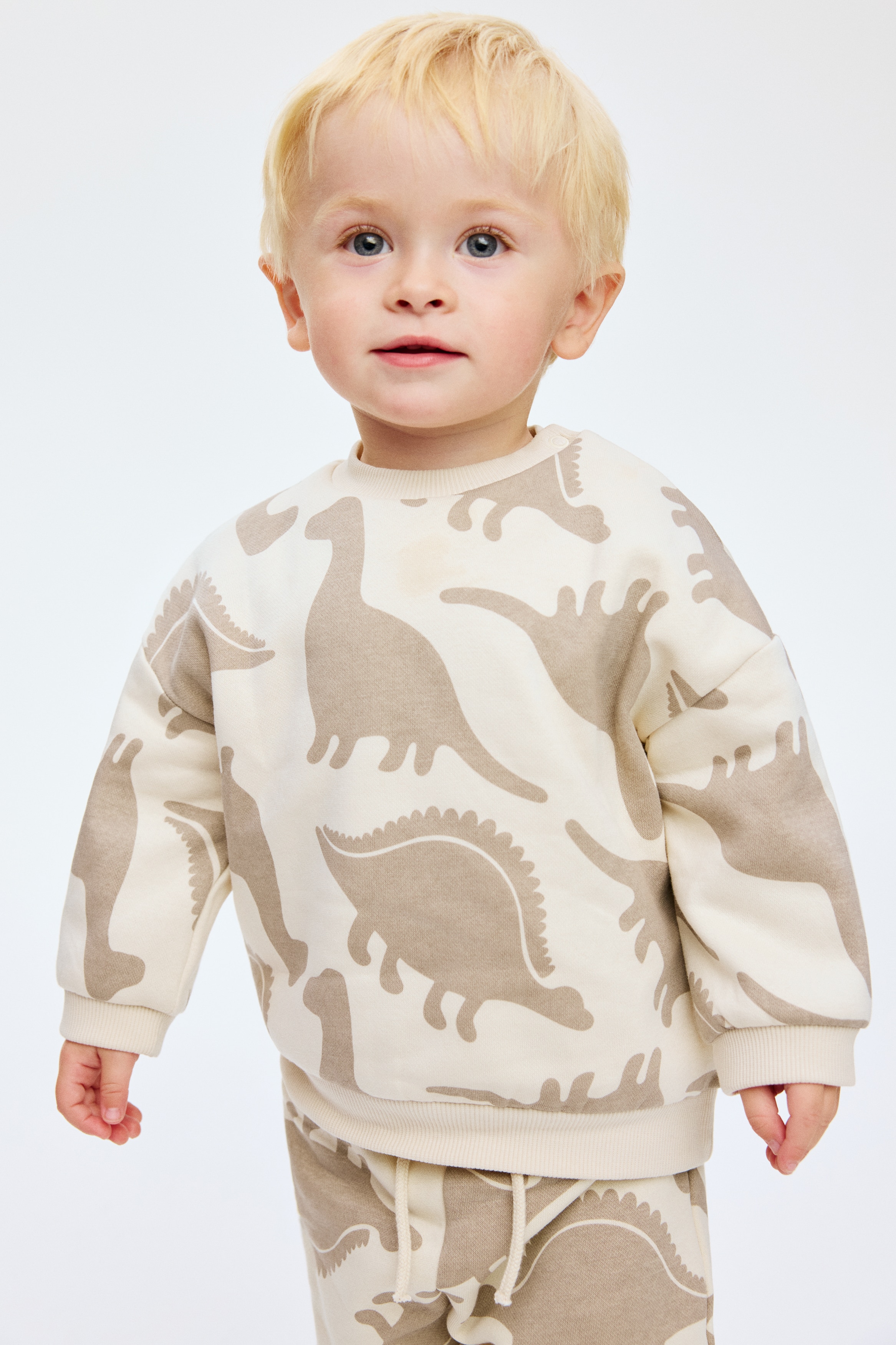 H & M - プリント裏起毛スウェット2アイテムセット - ベージュ