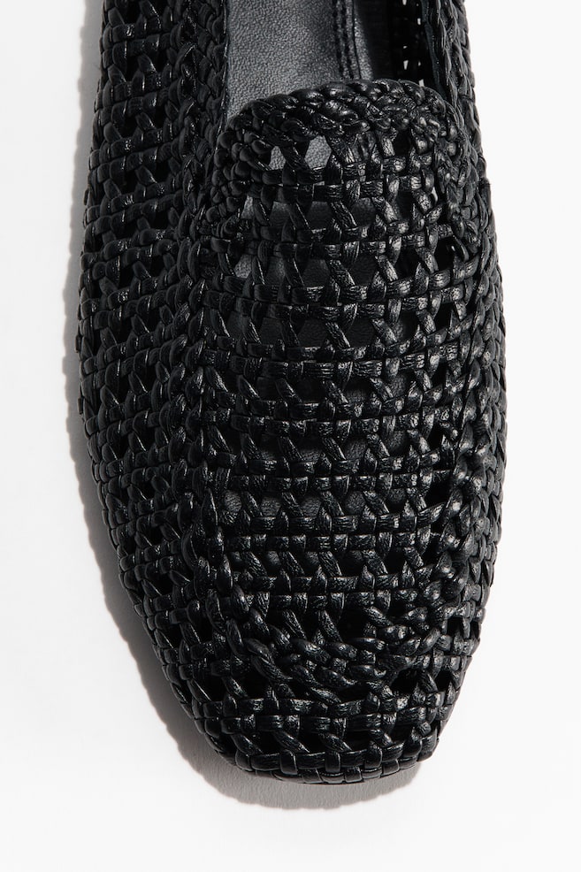 Loafers à croisillons en cuir - Noir - 1