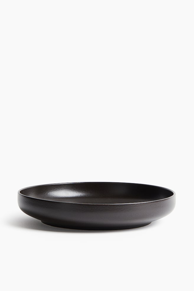 Reactive-Glaze Stoneware Serving Bowl - Black/Light beige/Beige - 1
