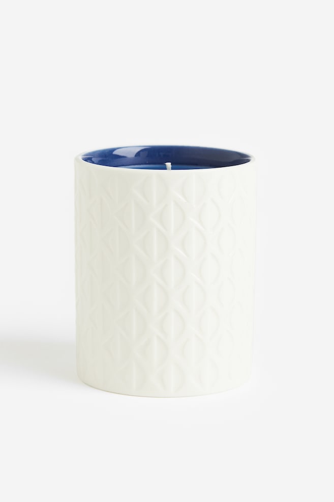 Scented candle in a ceramic holder - Dark blue/Bois de Cognac/Orange/Voile d´Orchidée - 5