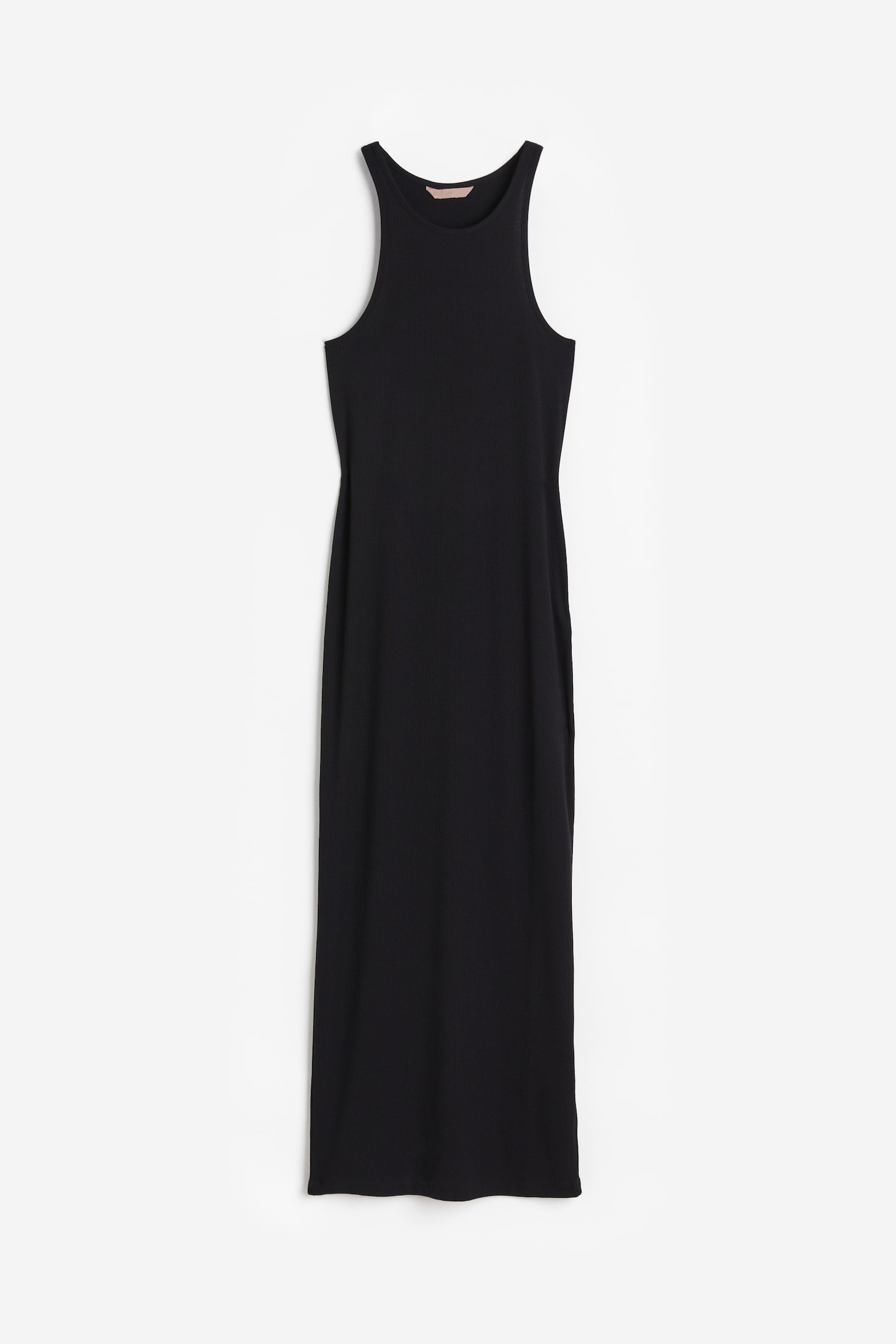 Ribbed sleeveless dress - Black - 1