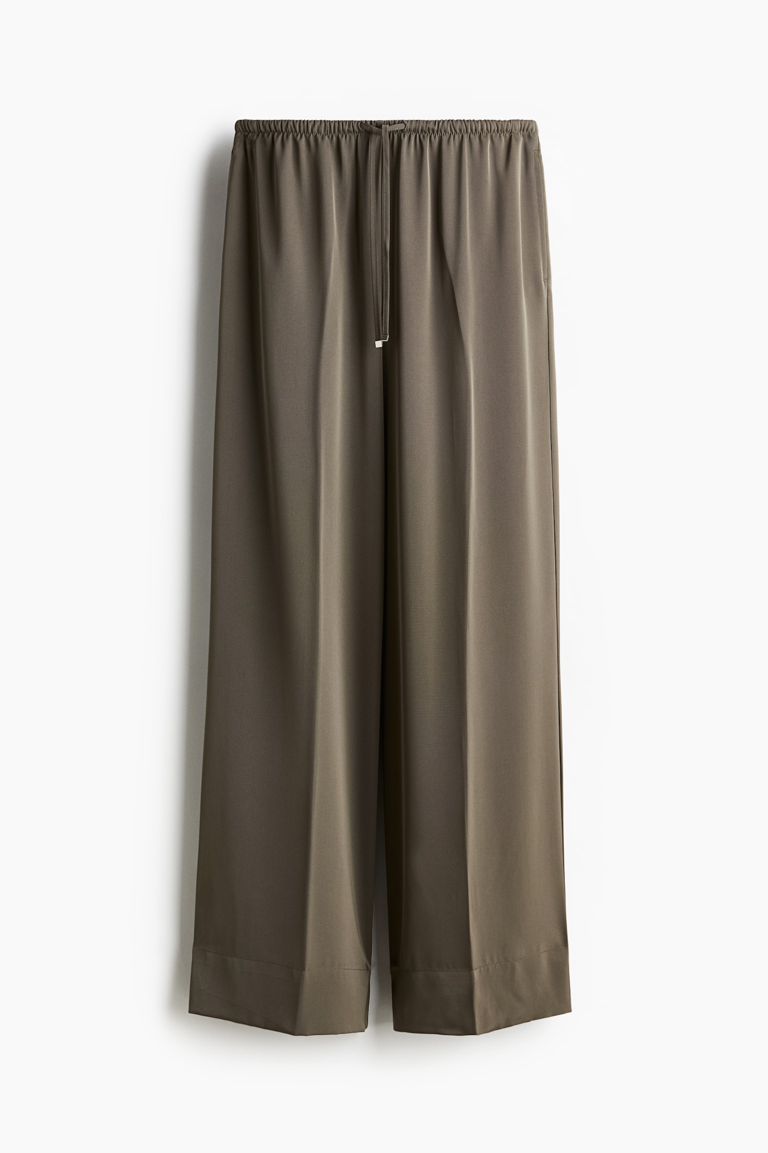 Wide drawstring trousers - Dark grey-green/Black/Light beige - 2