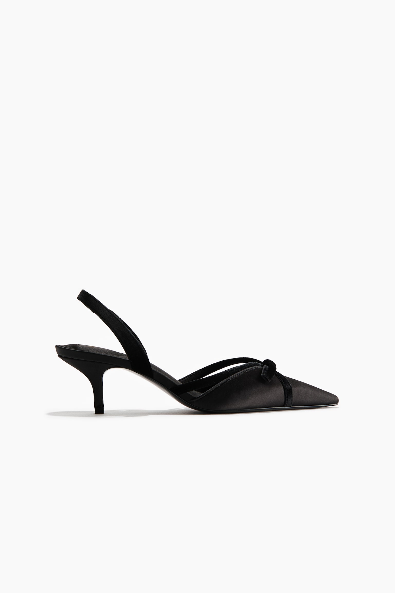 Женские туфли H&M Heeled Satin Slingbacks, цвет: Чёрный — фото 4