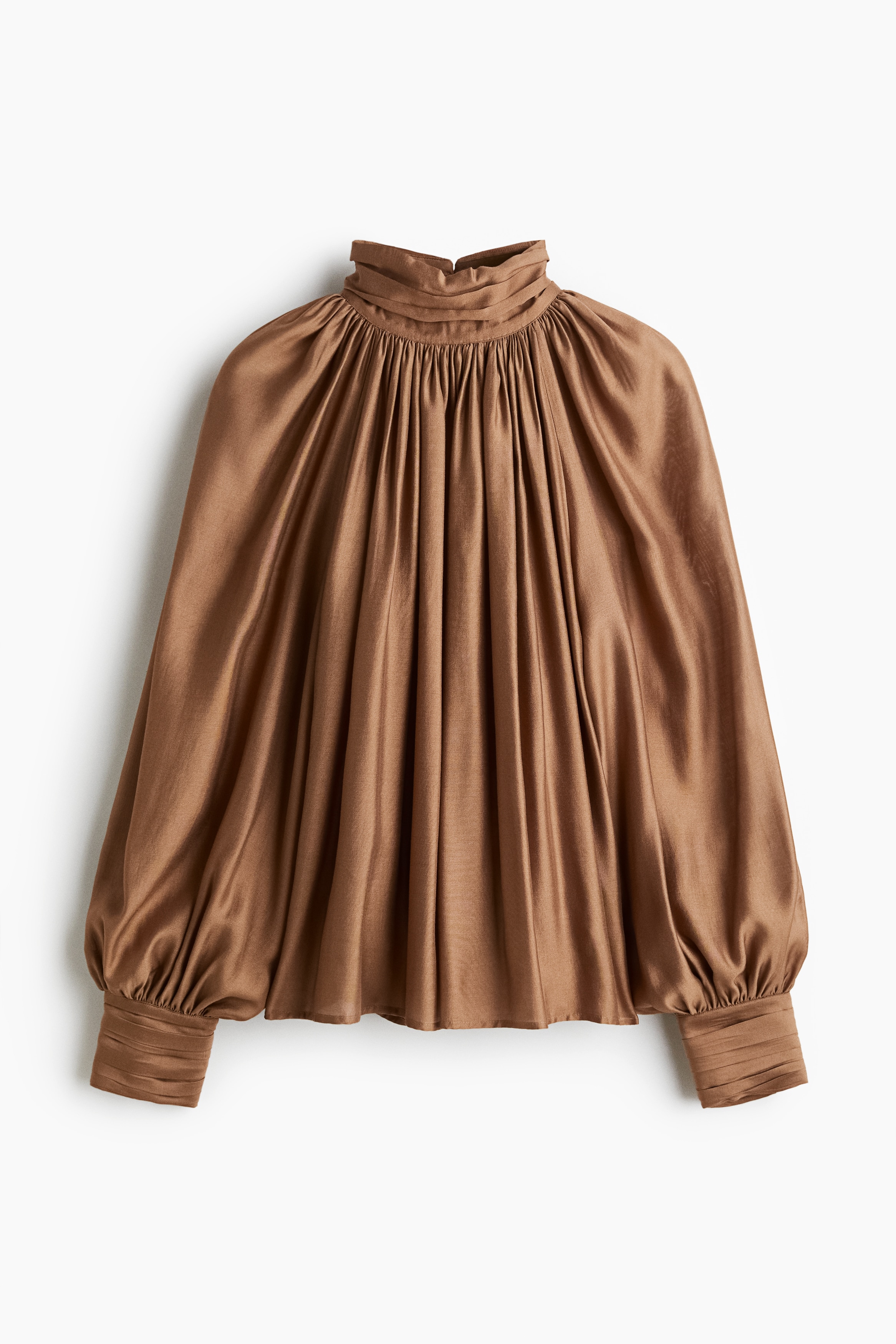 Draped Blouse - Brown/White