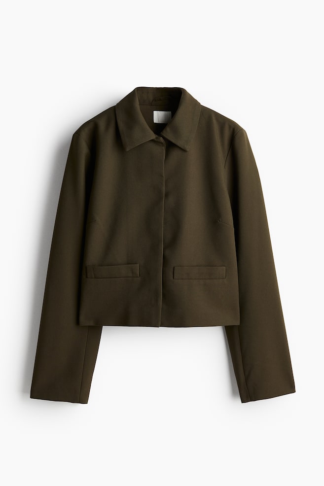 Jacke mit Kragen - Dunkles Khakigrün - 1