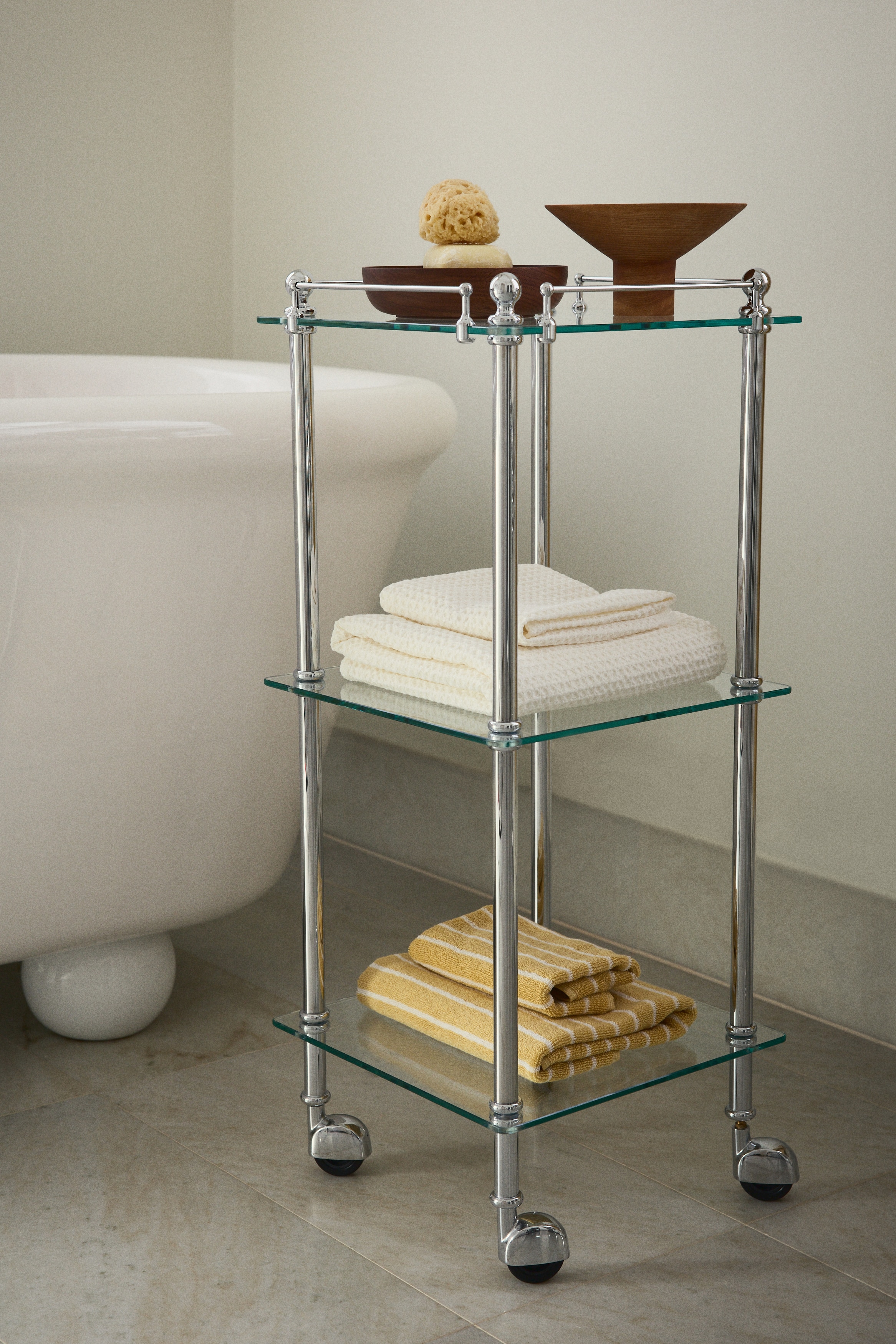 Osuška s vaflovou vazbou - Bílá/Tmavě béžová/Pudrově růžová/Světle žlutá