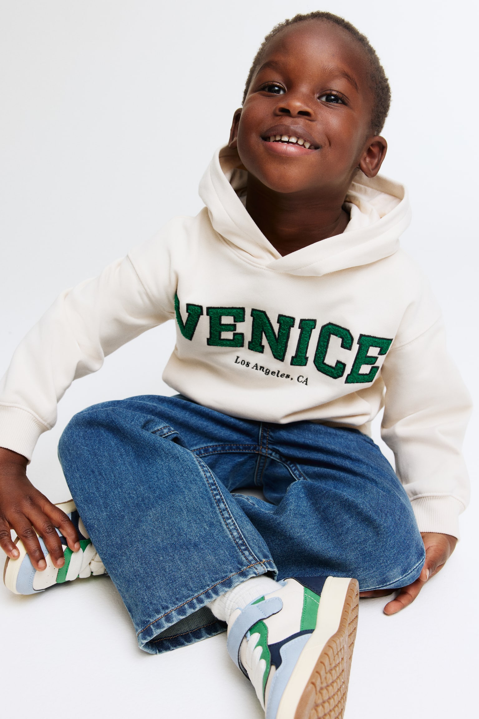 Hoodie med broderi - Creme/Venice - 4