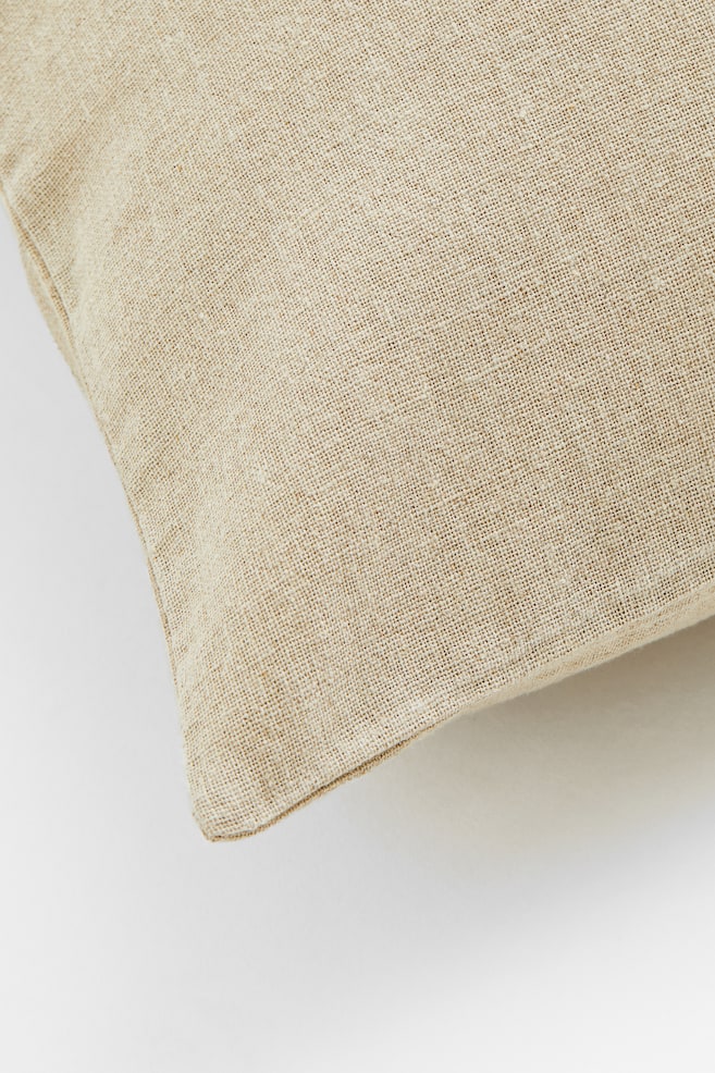 Linen-blend cushion cover - Light beige/Happy Holidays - 2