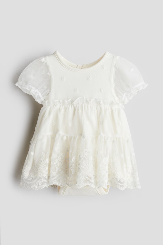 Детские платья H&M Embroidered Mesh Bodysuit Dress