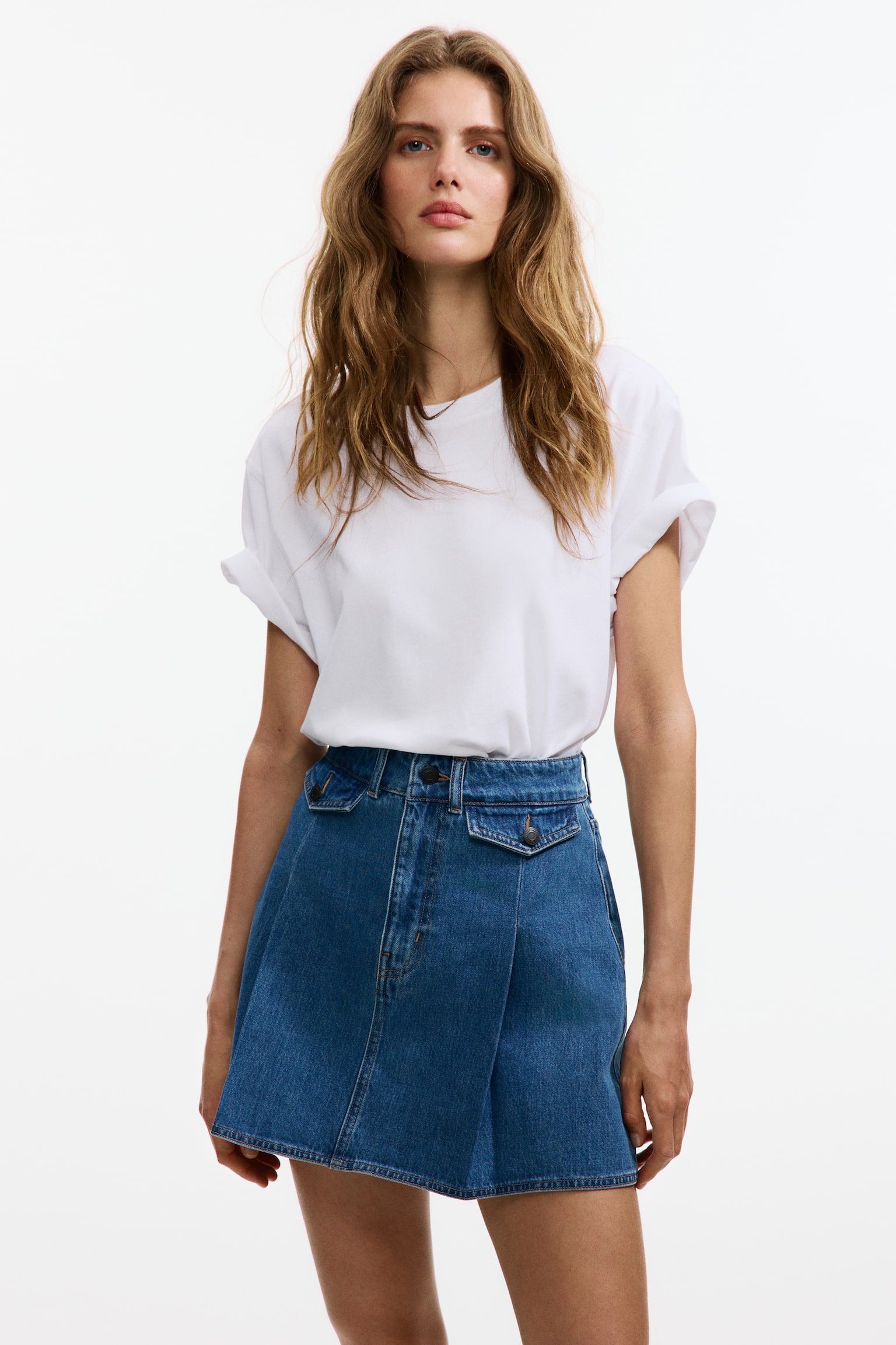 A-line denim skirt - Denim blue - 4