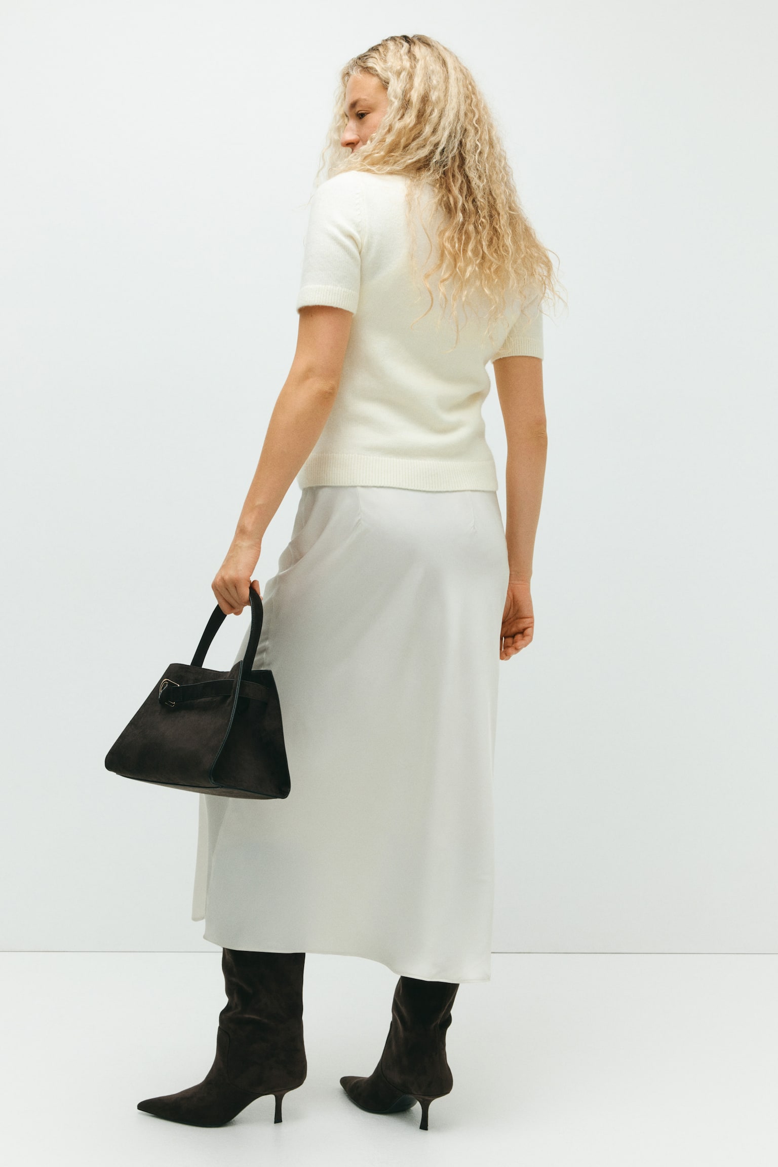 MAMA Rhinestone-button cardigan - Cream/Dark grey marl - 3