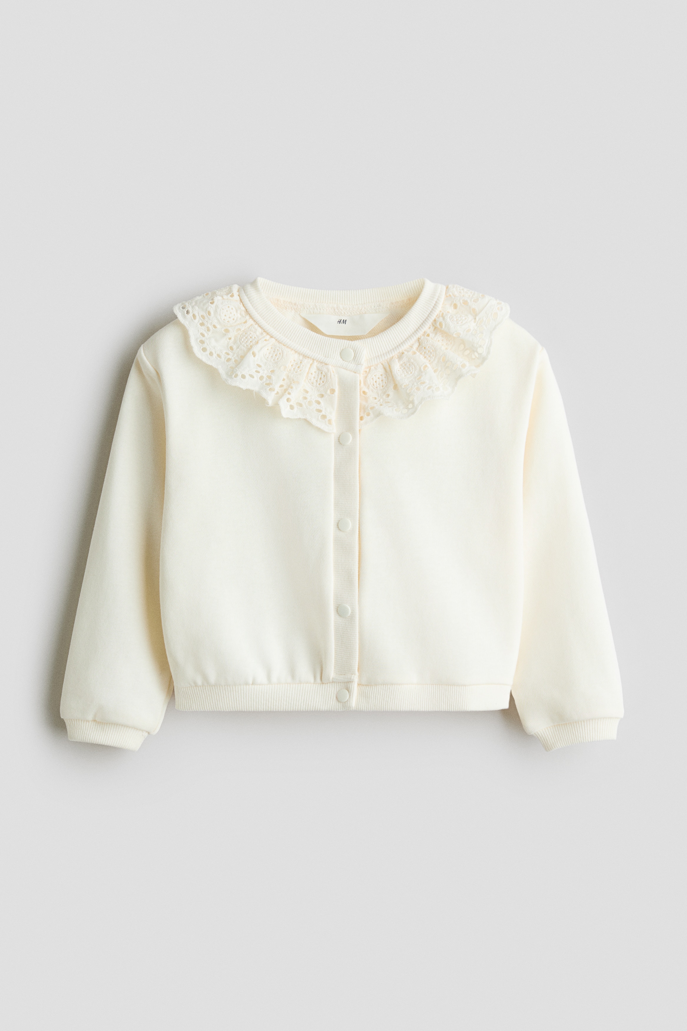 襟付きスウェットカーディガン - ホワイト
