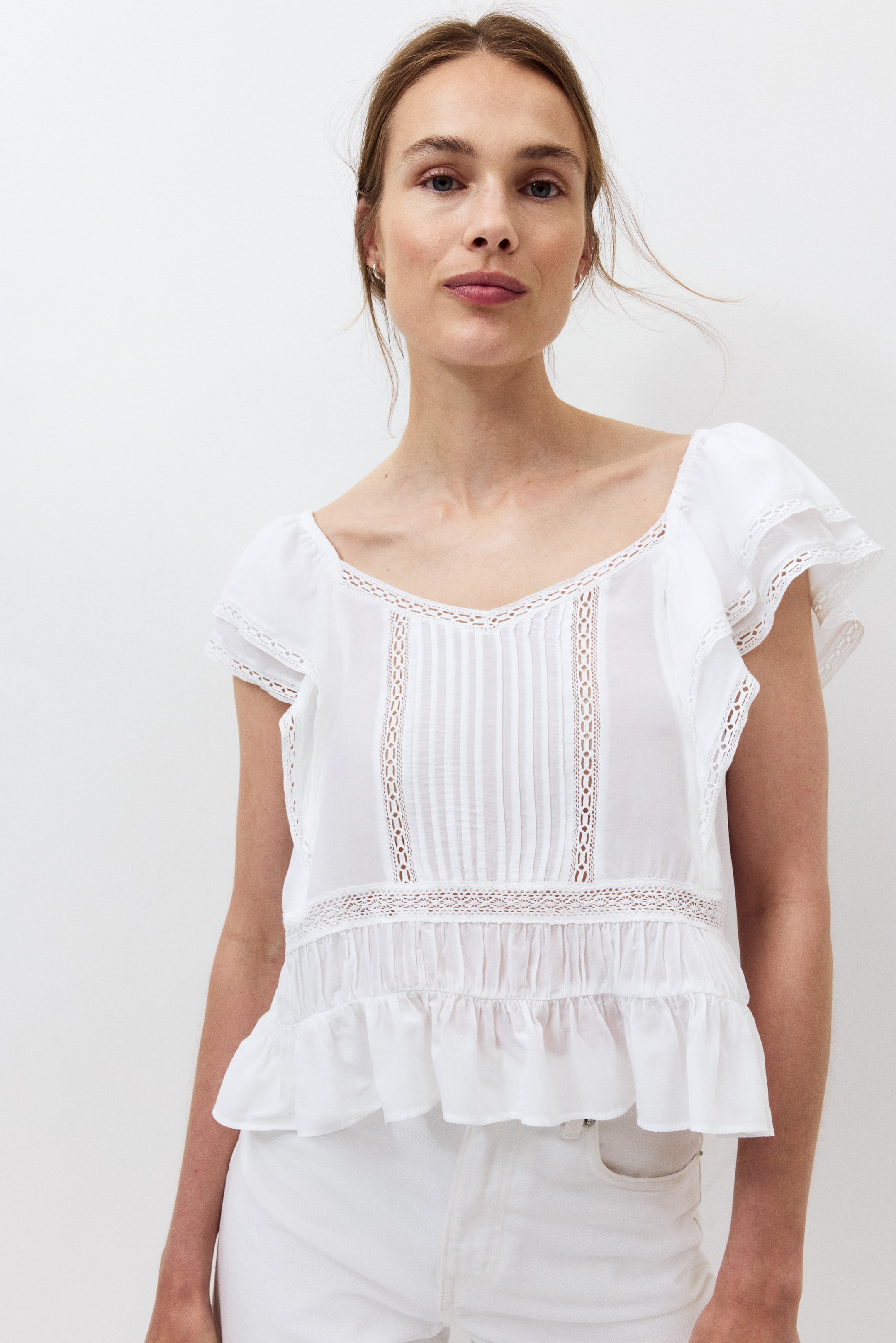 MAMA Lace-trimmed Nursing Blouse