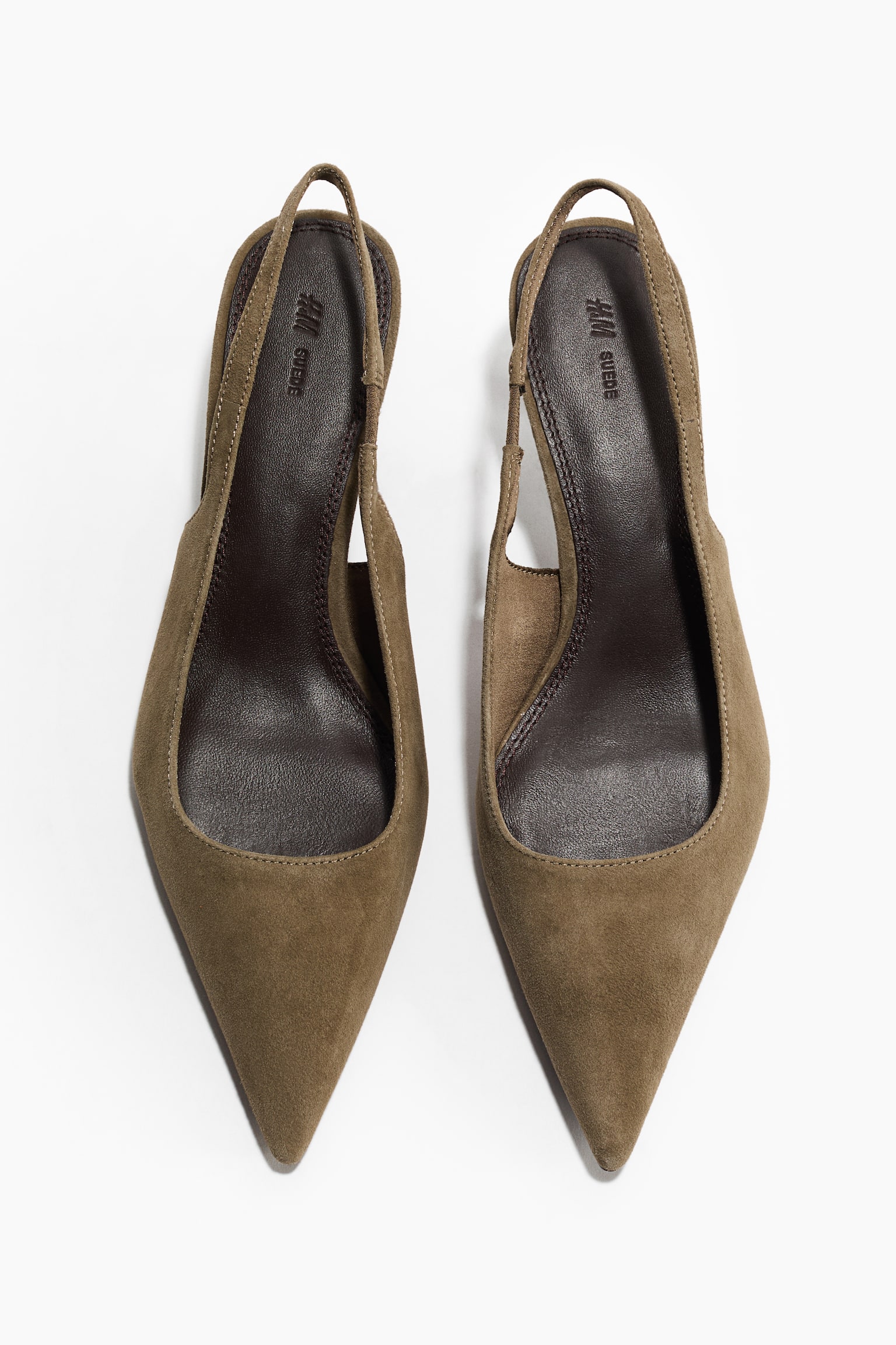 Pointed suede slingbacks - Khaki green/Dark khaki green/Brown - 4