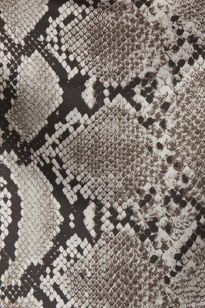 Draped Jersey Top - Taupe/snakeskin-patterned - 2