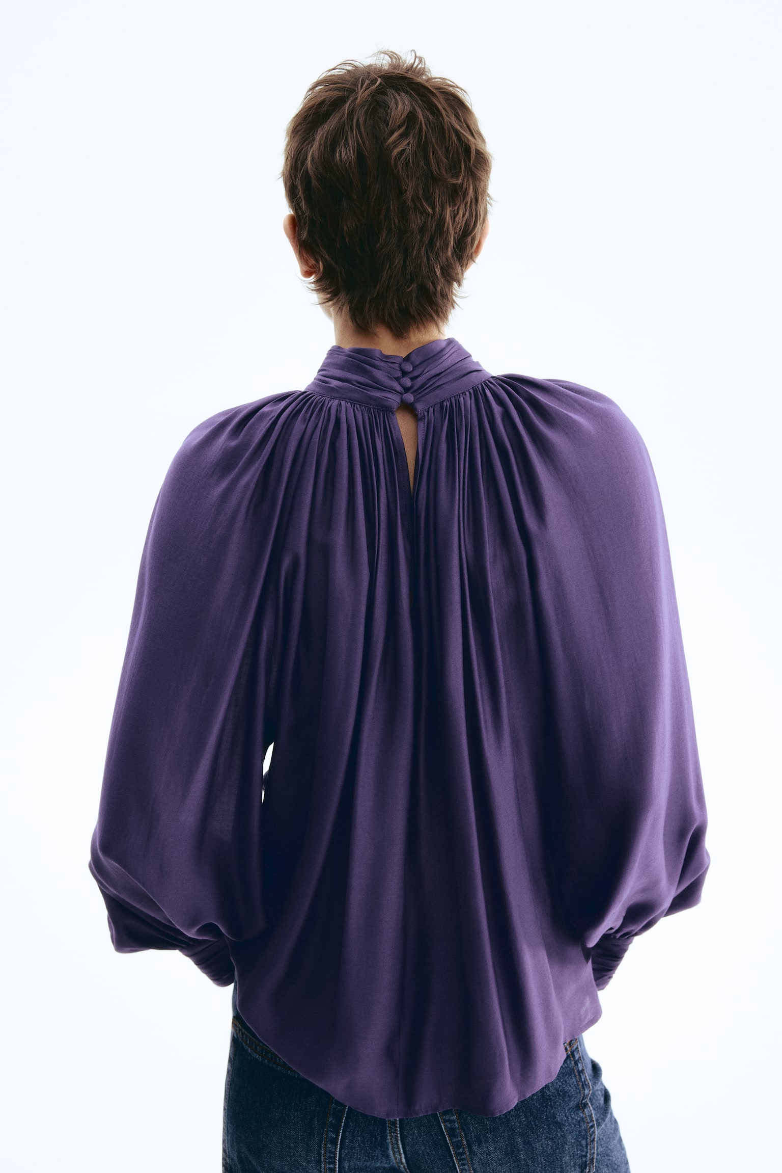 Blouse à effet drapé - Violet foncé - 5