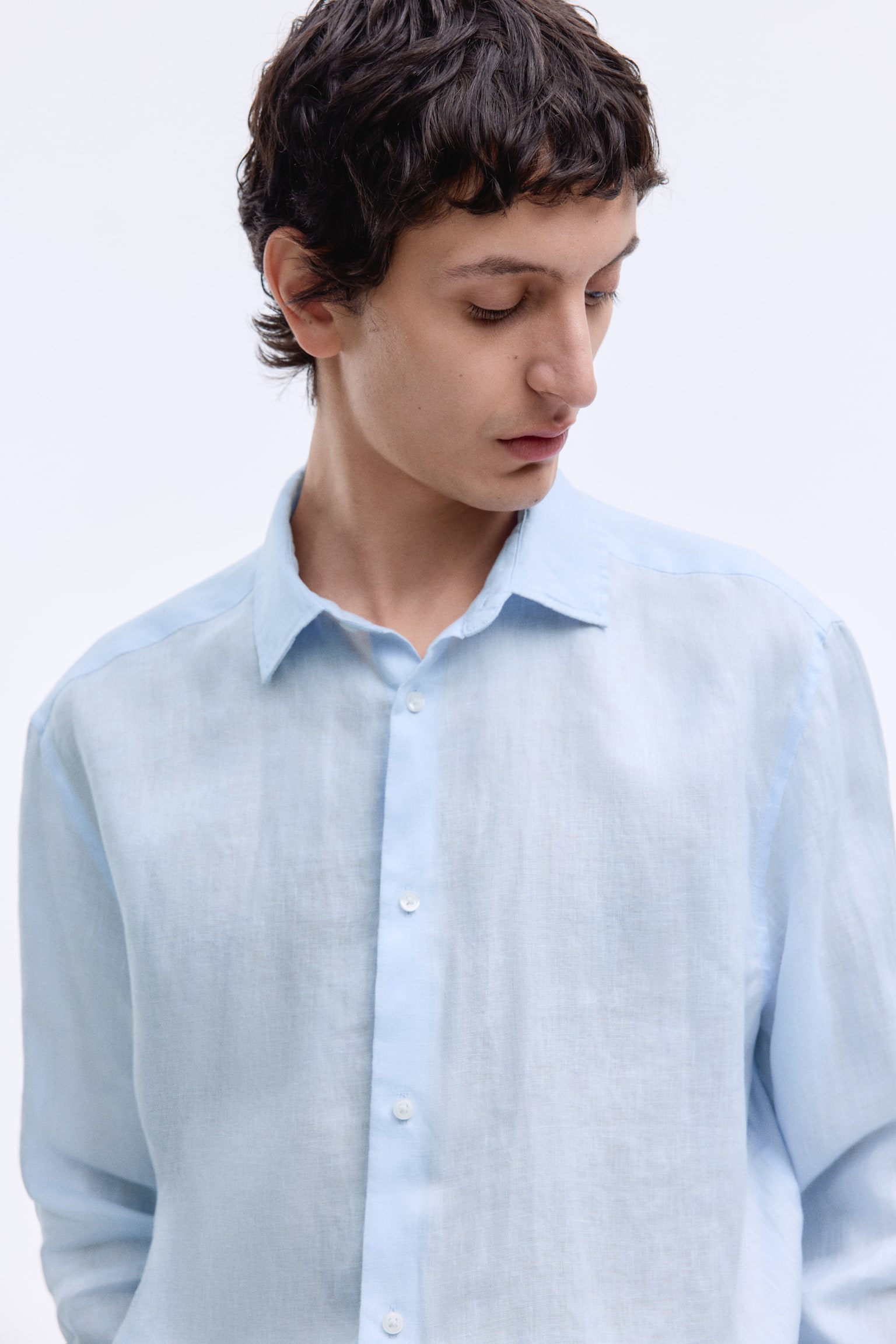 Slim Fit Linen shirt - Light blue/White/Black/Khaki green - 4