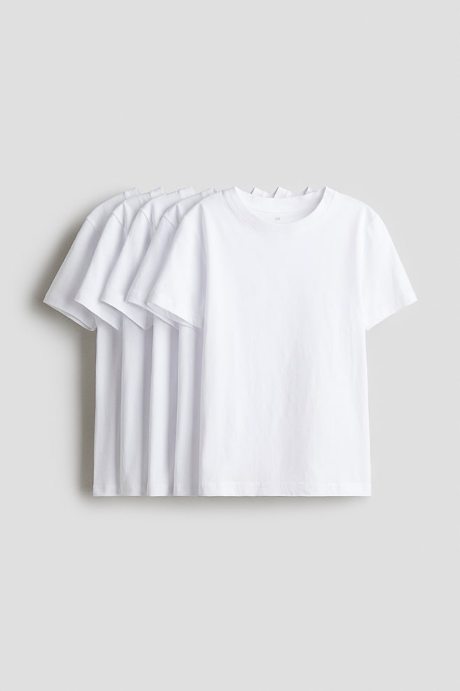 5-pack T-shirts - White/Navy blue/Striped/Dark mole/Striped/Light grey/White/Blue/Striped/Dusty purple/Light blue/Grey/Beige/White/Grey/Beige/White - 1