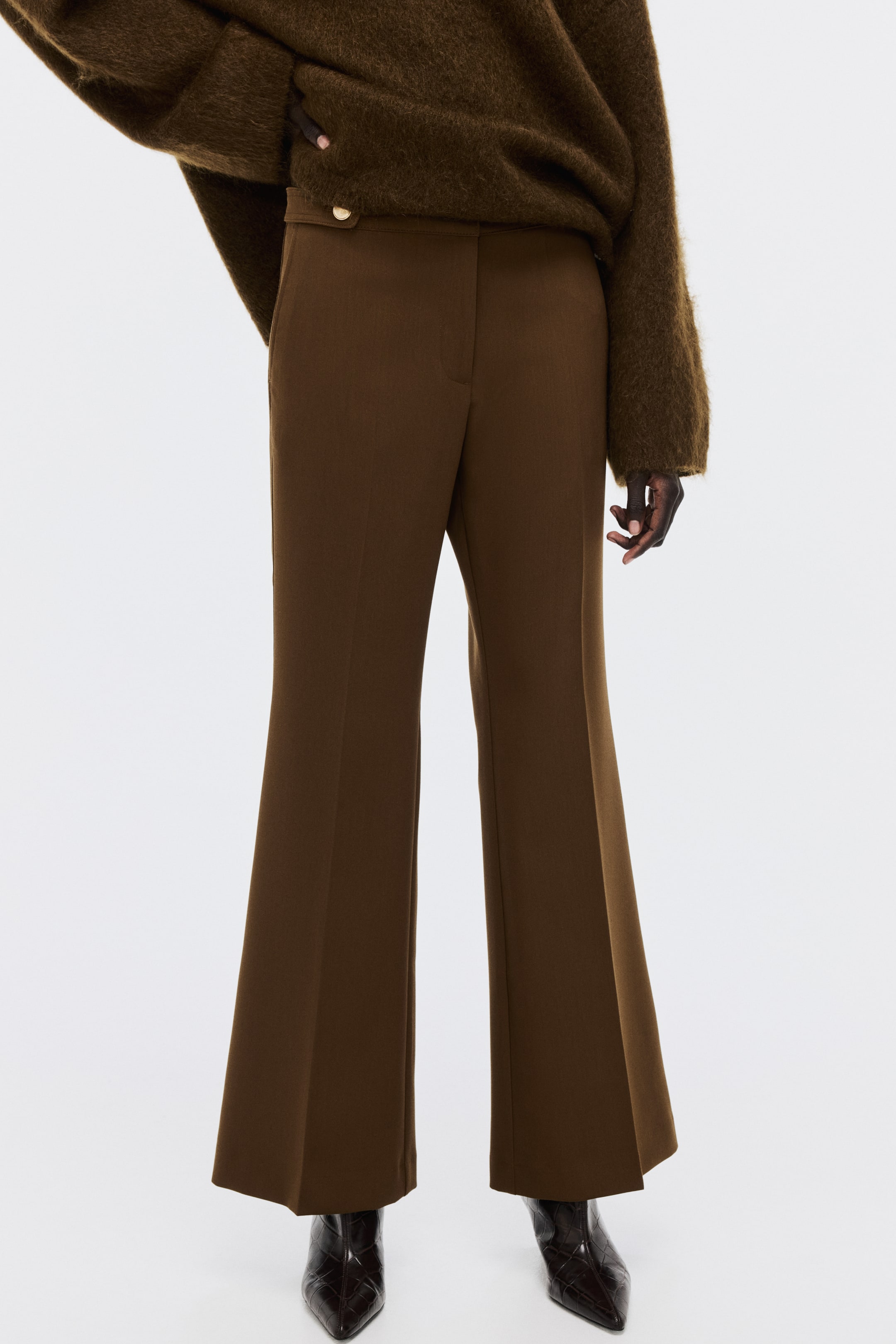 View larger image: Flared tailored trousers - Dark brown - Ladies | H&M 2