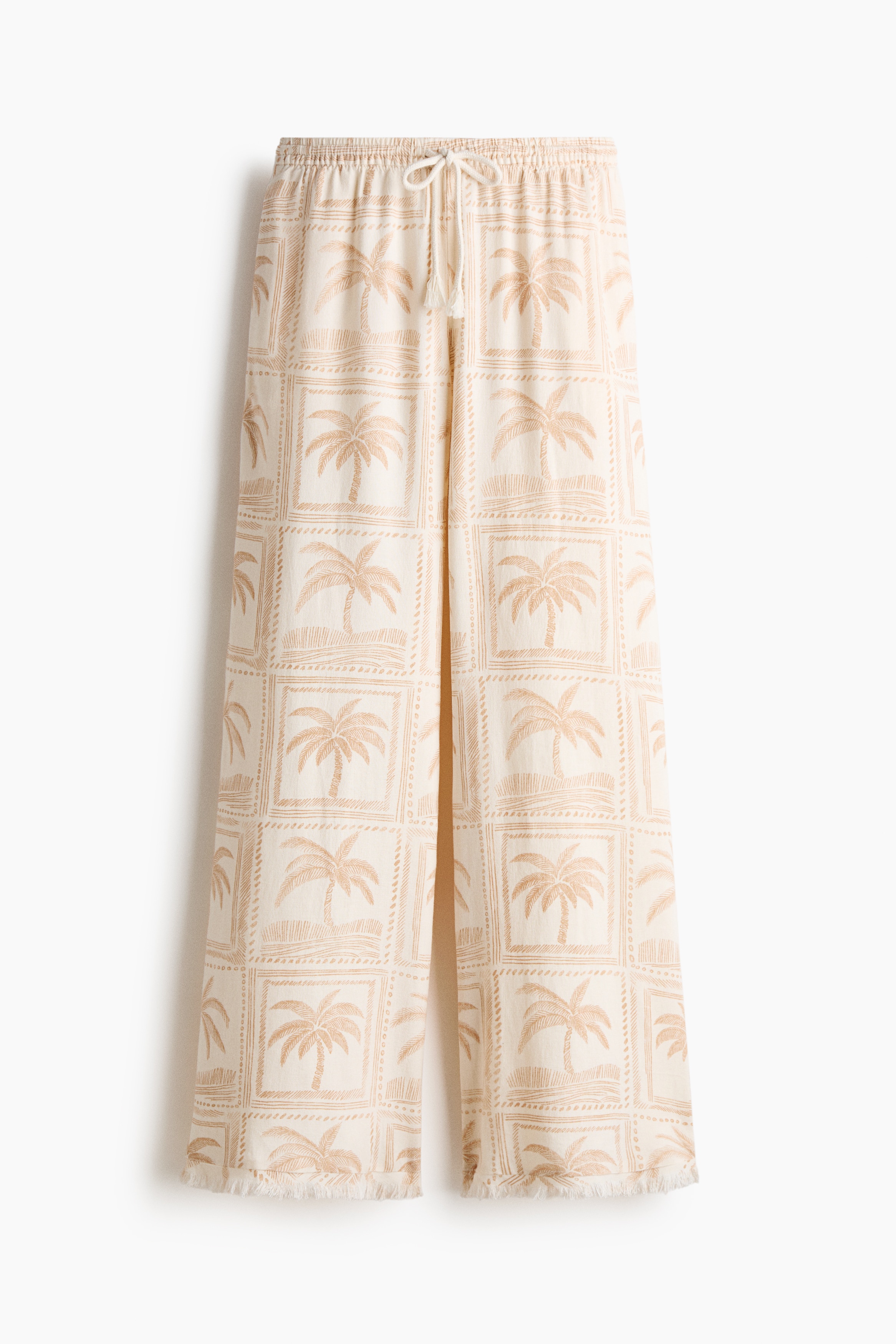 Linen-blend drawstring trousers