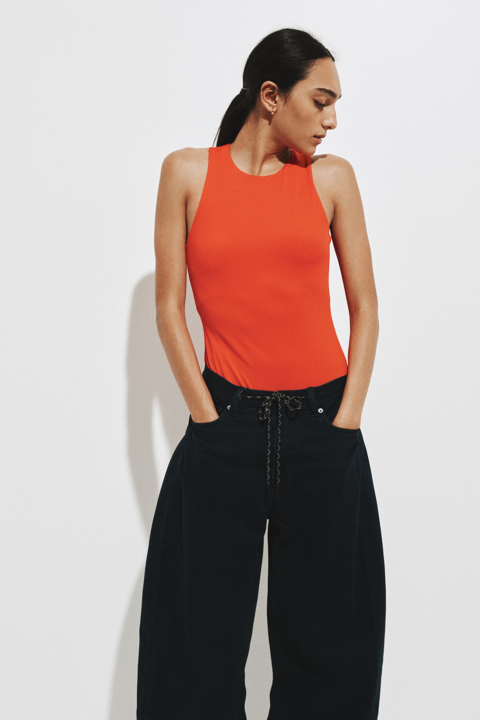 Jersey Thong Bodysuit - Bright red/White/Black - 5