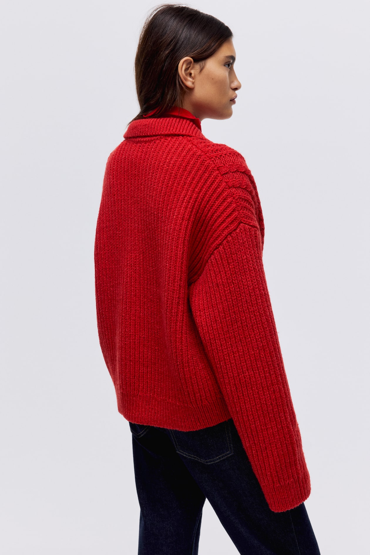 Cable-Knit Sweater with Collar - image 3