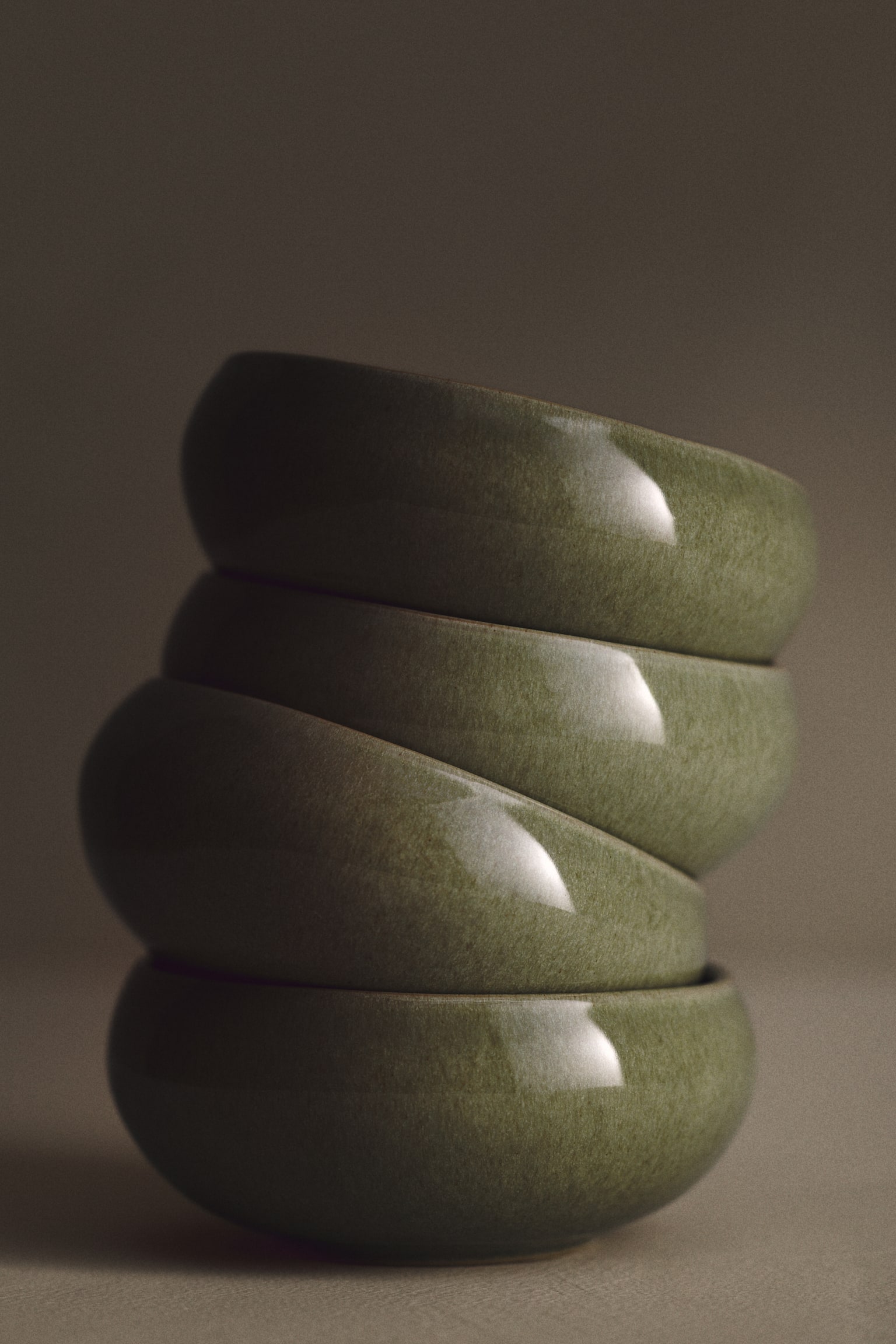 Set van 2 keramieken serveerschaaltjes - Groen/Wit - 2