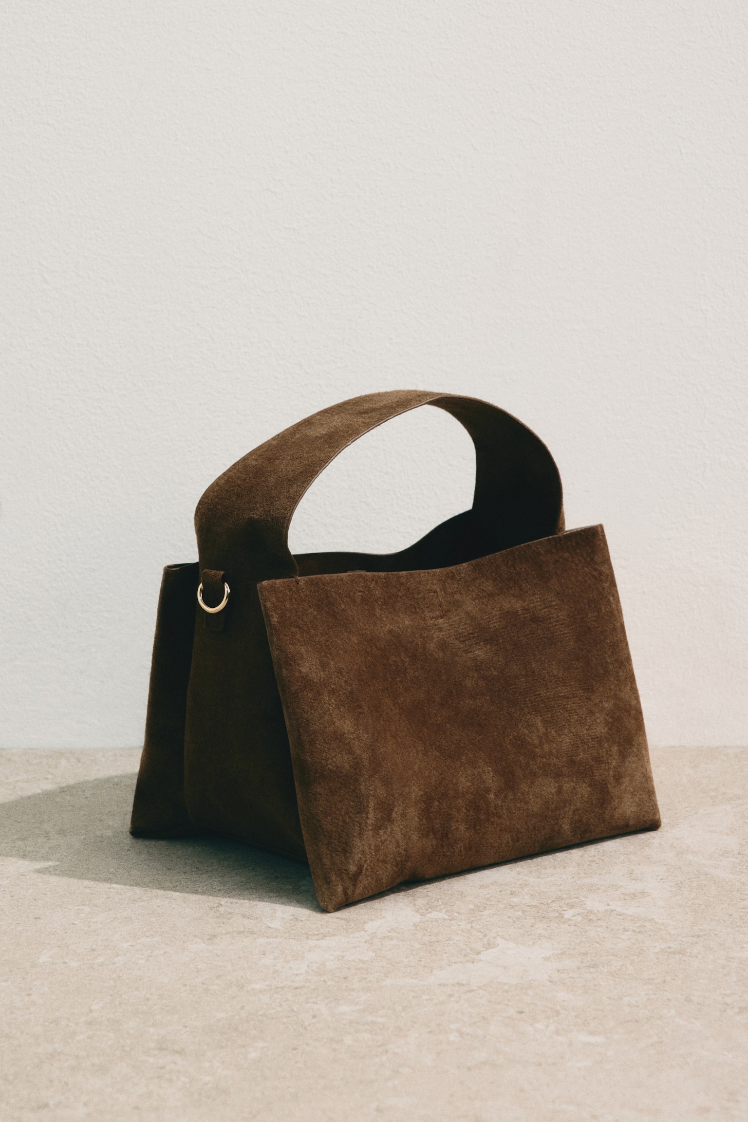 Suede crossbody bag - Dark beige/Light beige - 1