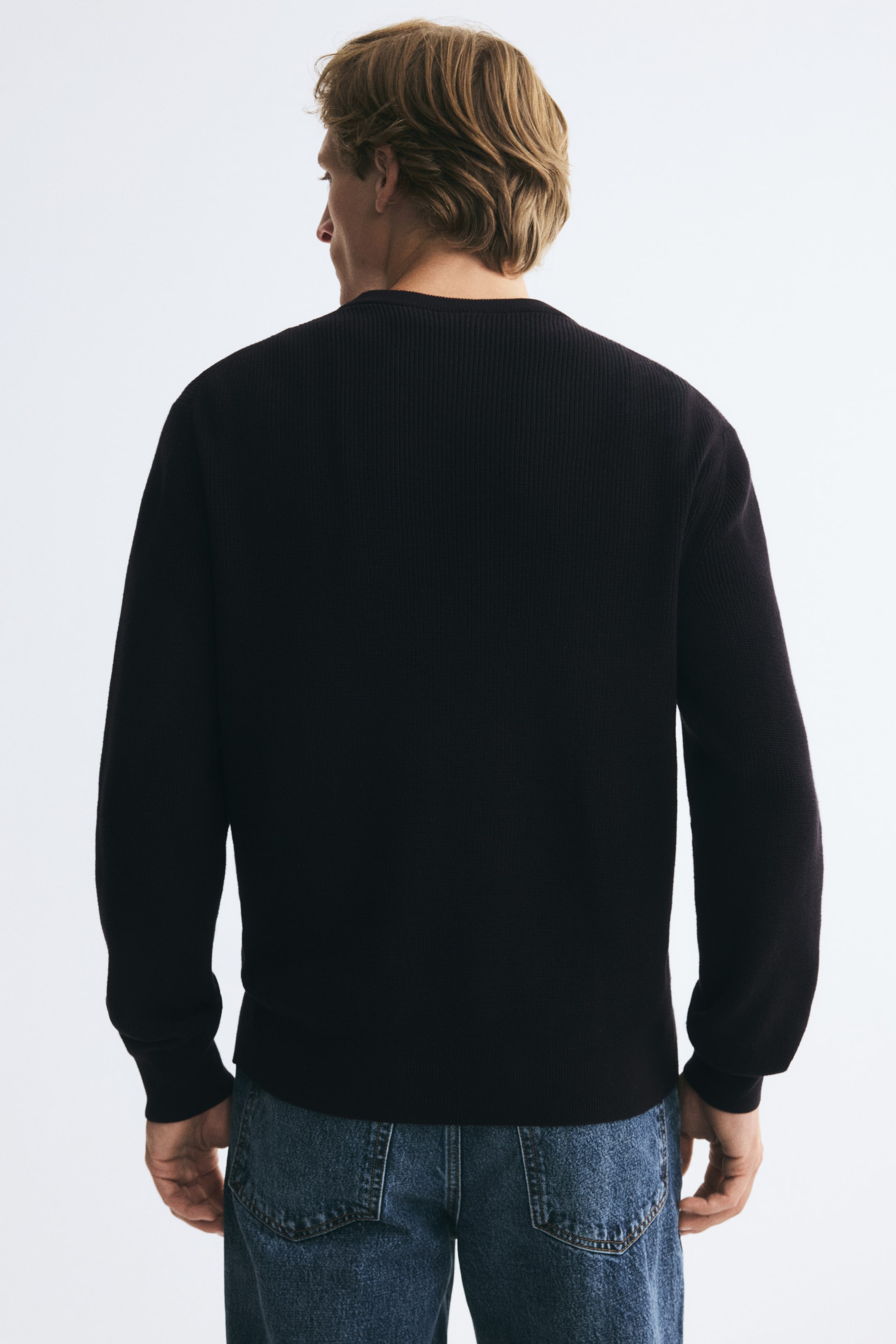 Regular-Fit Rib-Knit Cotton Sweater