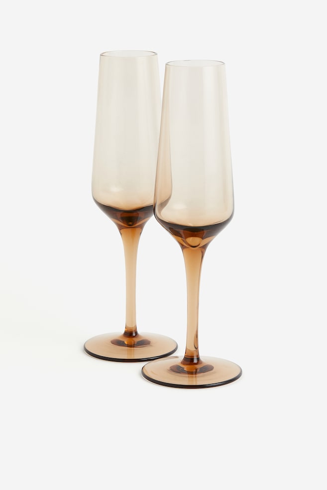 2-pak champagneglas - Beige/Mørkegrå - 1