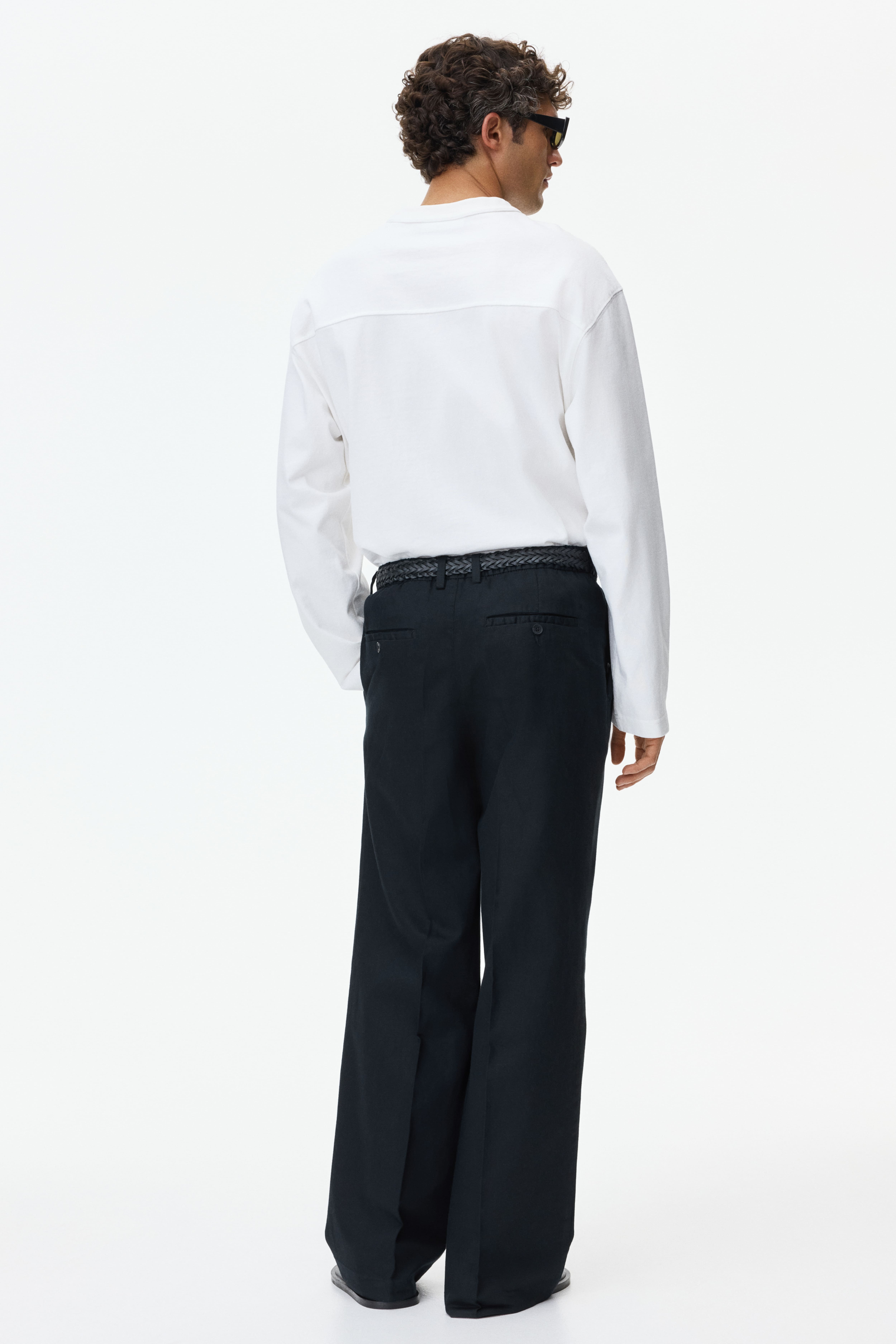 Loose-Fit Wide-Leg Linen-Blend Pants