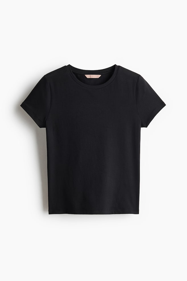 Brushed Jersey T-Shirt - Black - 1