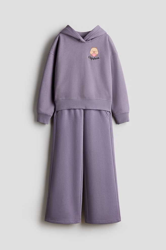 2-Piece Sweatsuit with Motif - Dark lilac/CapyFun/Navy blue/SmileyWorld® - 1