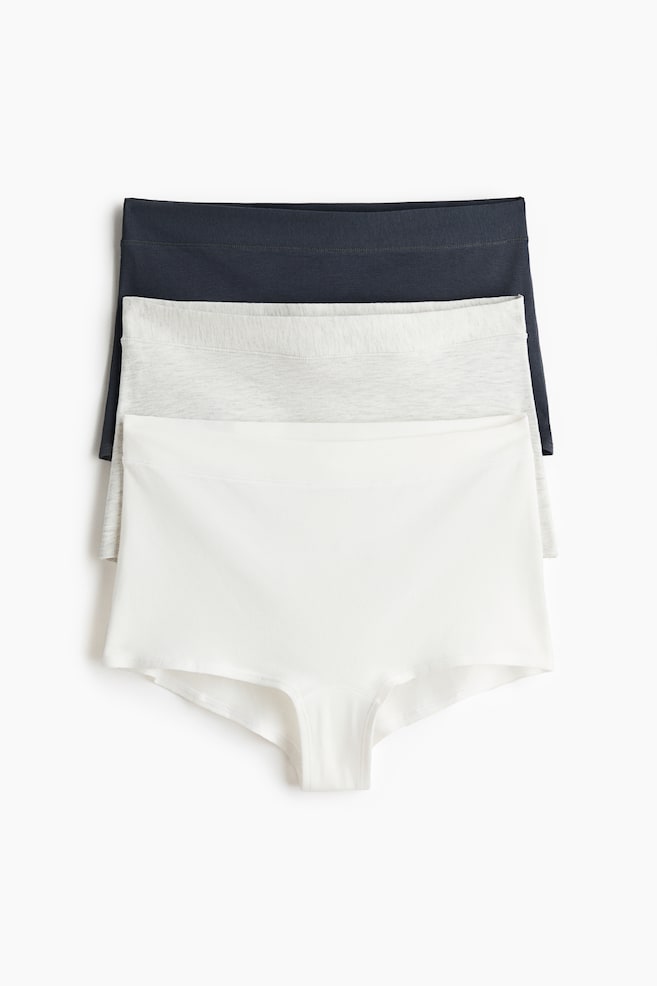3-pack cotton shortie briefs - Navy blue/Light grey marl/Beige marl/Dusty pink/Cream/Black - 1