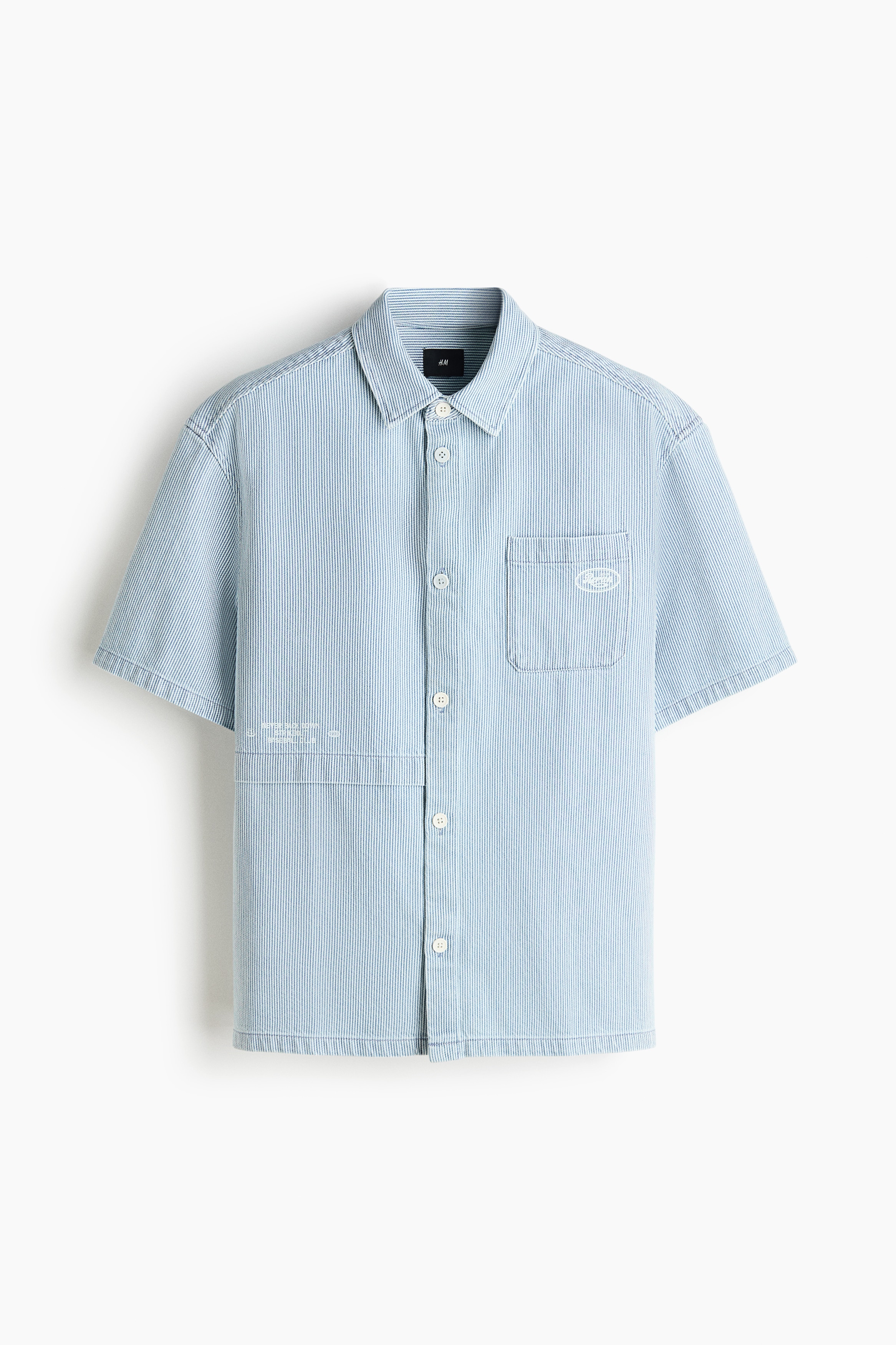 Loose Fit Short-sleeved denim shirt - Light blue/Rerun/Navy blue/Rerun/Dark grey/Colour block
