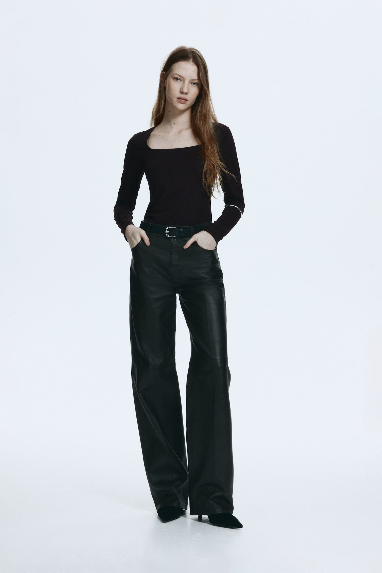 Long-sleeved jersey top - Dark brown/Olive green/Light beige/Dark mole/White/Black - 2