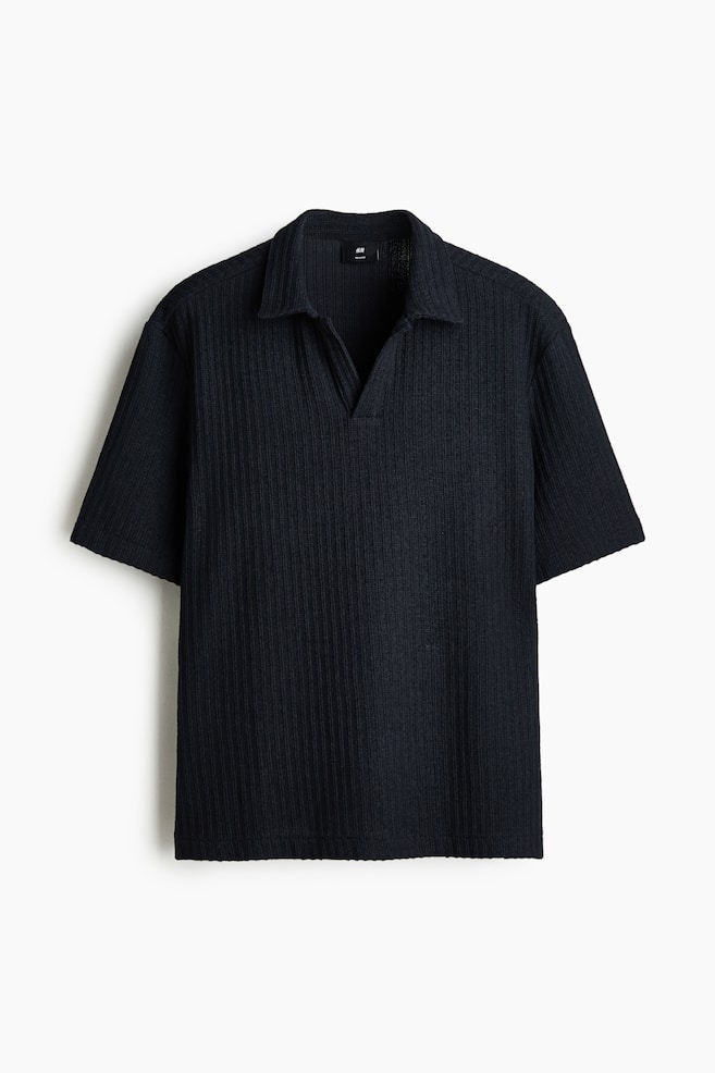 Poloshirt in Relaxed Fit - Marineblau/Cremefarben - 1