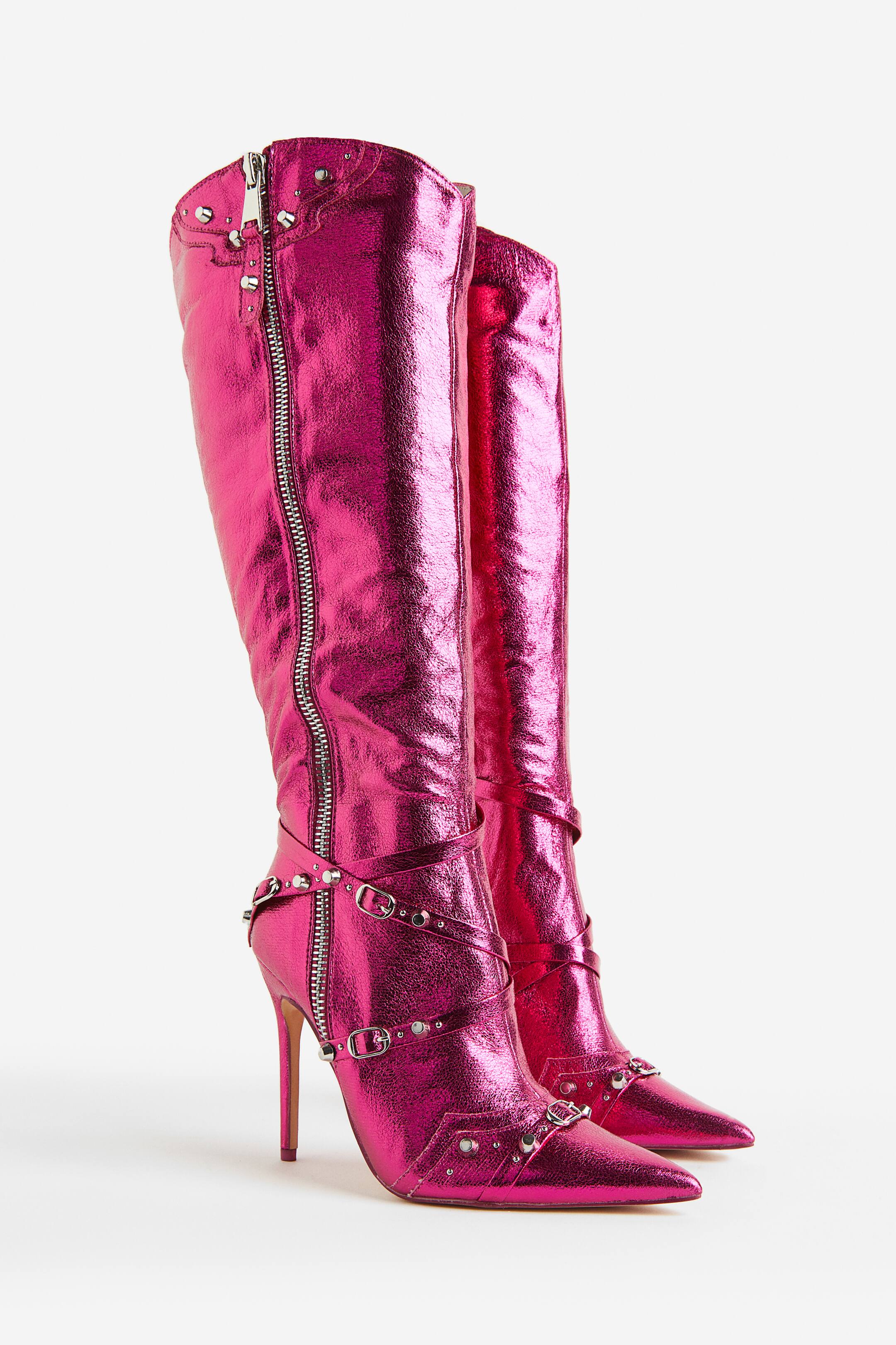 Worthy Kniehohe Stiefel Mit Absatz - Pink Metallic - Ladies | H&M DE 