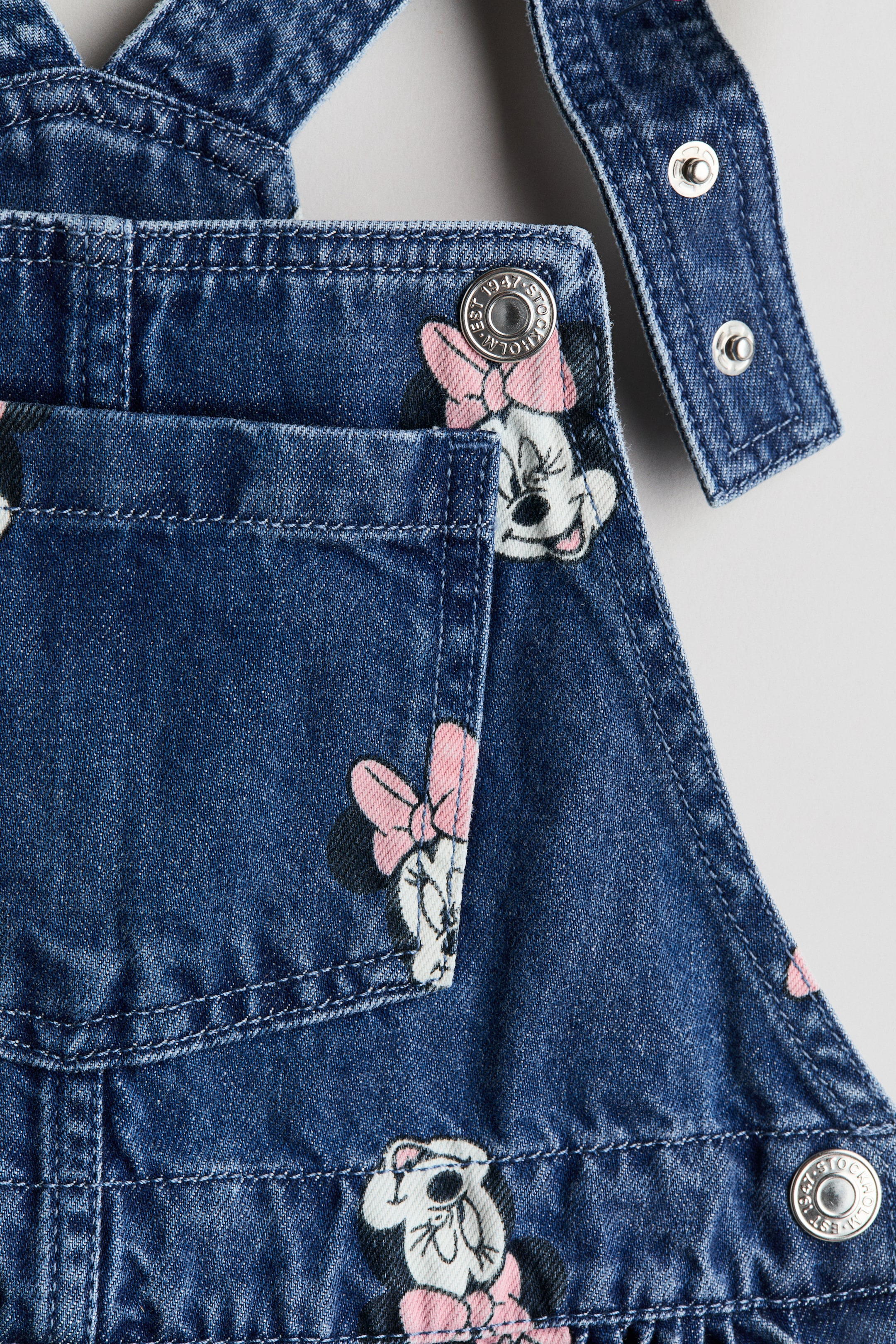 Printed Denim Overall Dress