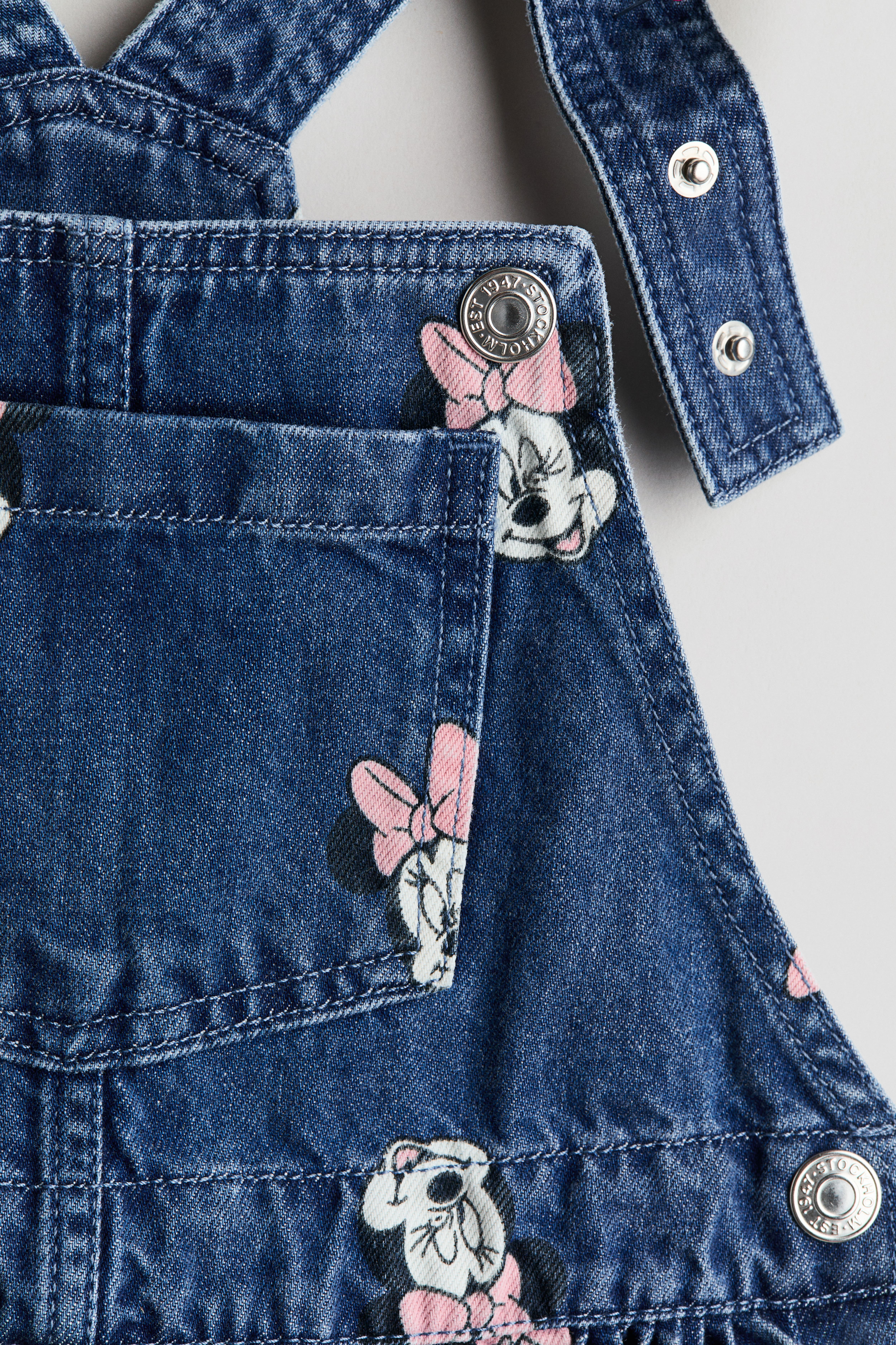 Printed Denim Overall Dress