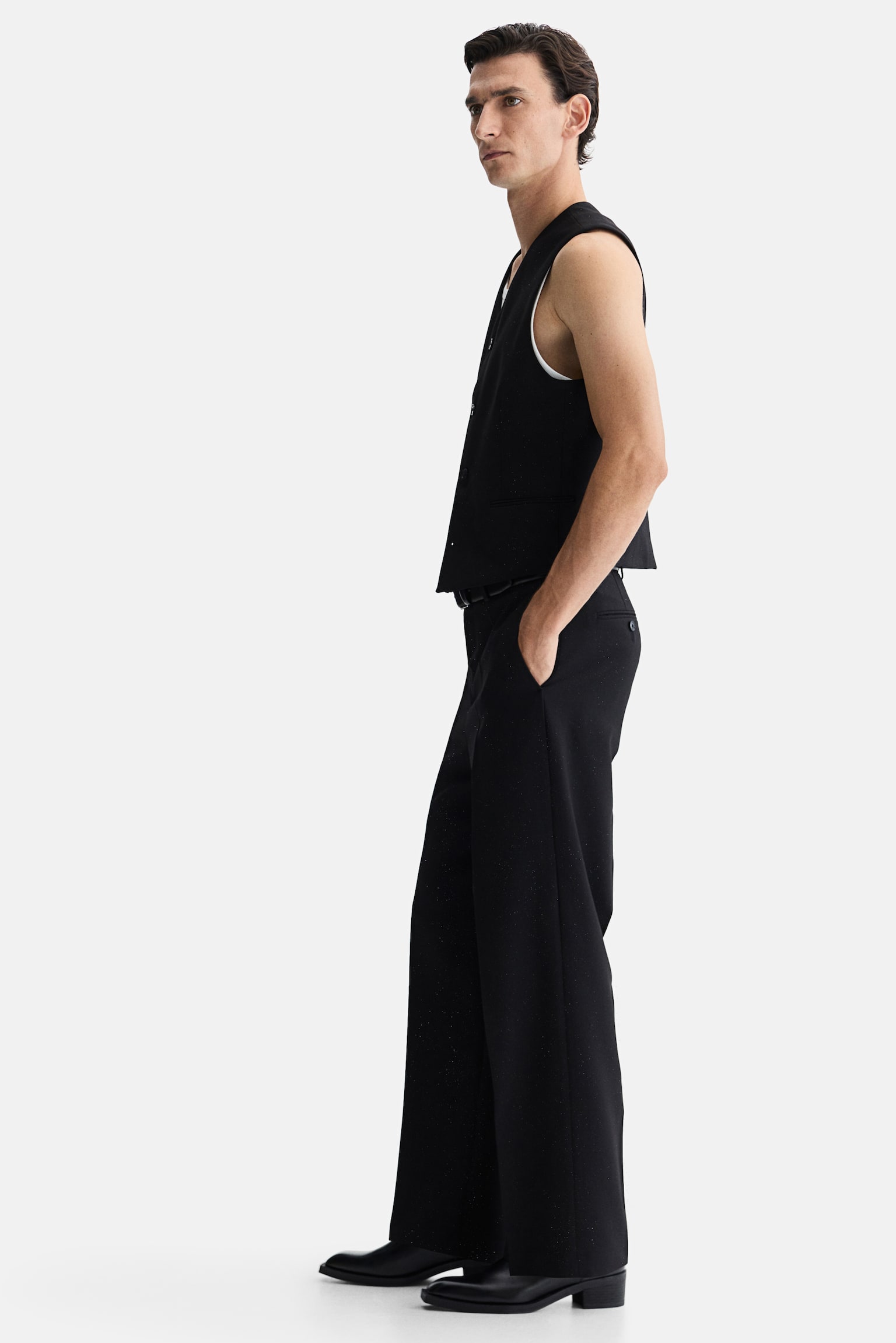 Regular Fit Waistcoat - Black/Black/Pinstriped - 7