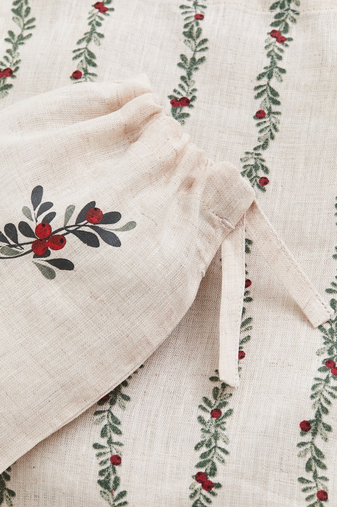 3-pack linen gift bags - Light beige/Mistletoe - 4