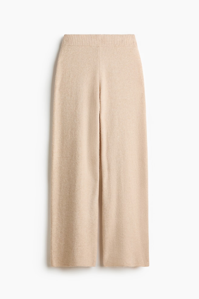 Pantaloni ampi in maglia - Beige chiaro mélange/Marrone scuro/Blu navy - 1