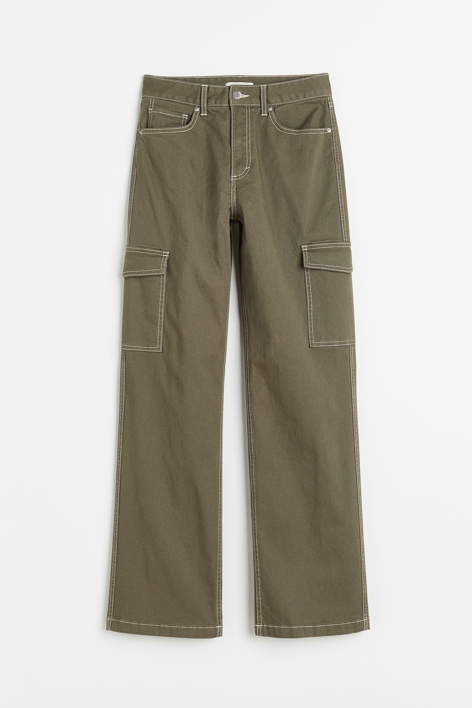 Cotton Cargo Pants - Khaki green/Black - 1