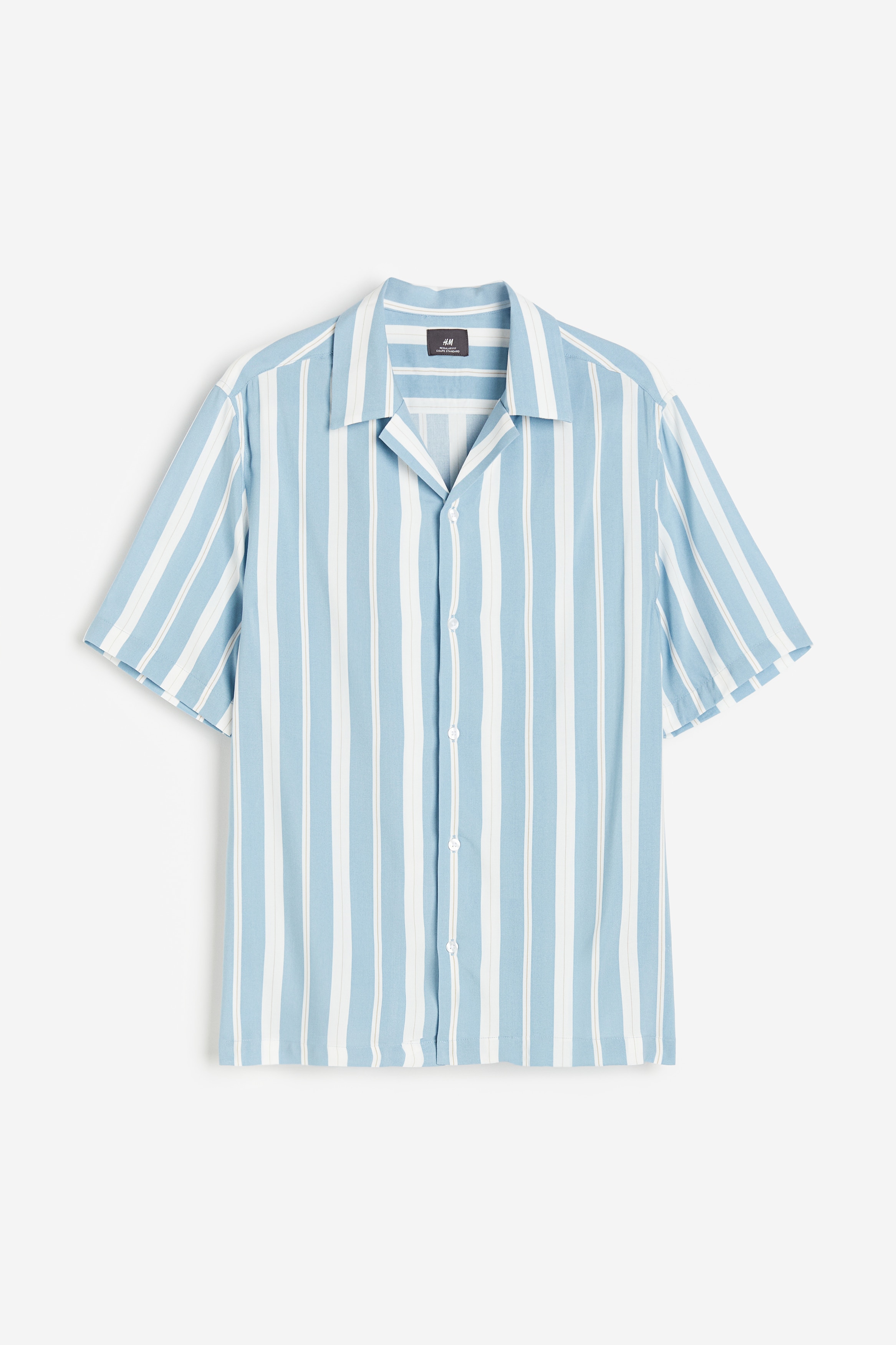 Patterned Resort Shirt - Light blue/white striped - Men | H&M US
