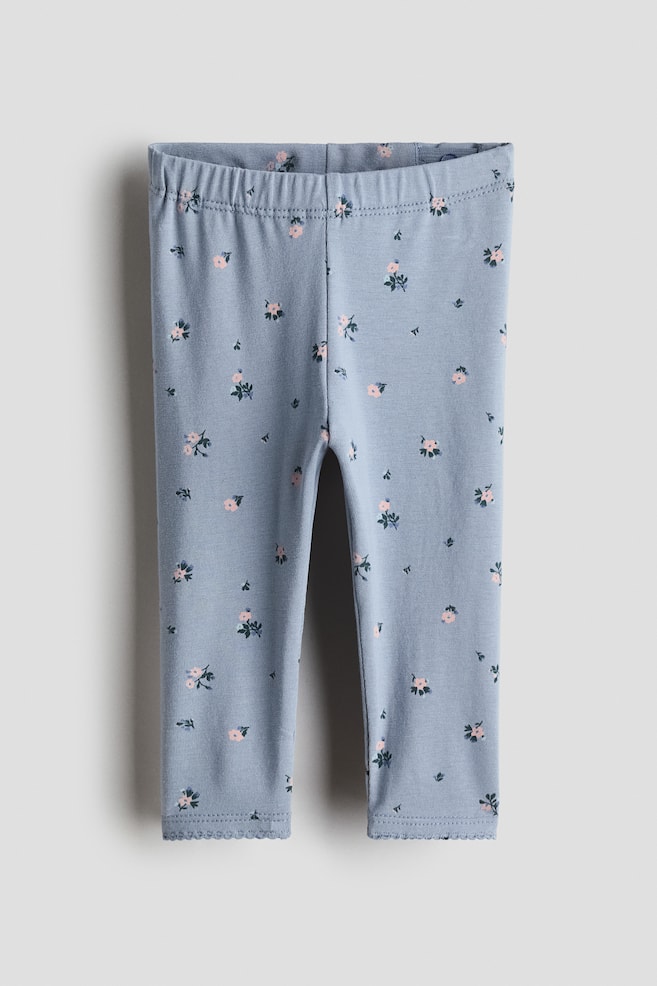 Printed Cotton Leggings - Light dusty blue/floral/Light pink/floral/Navy blue/floral/Pink/strawberries/Yellow/lemons - 1