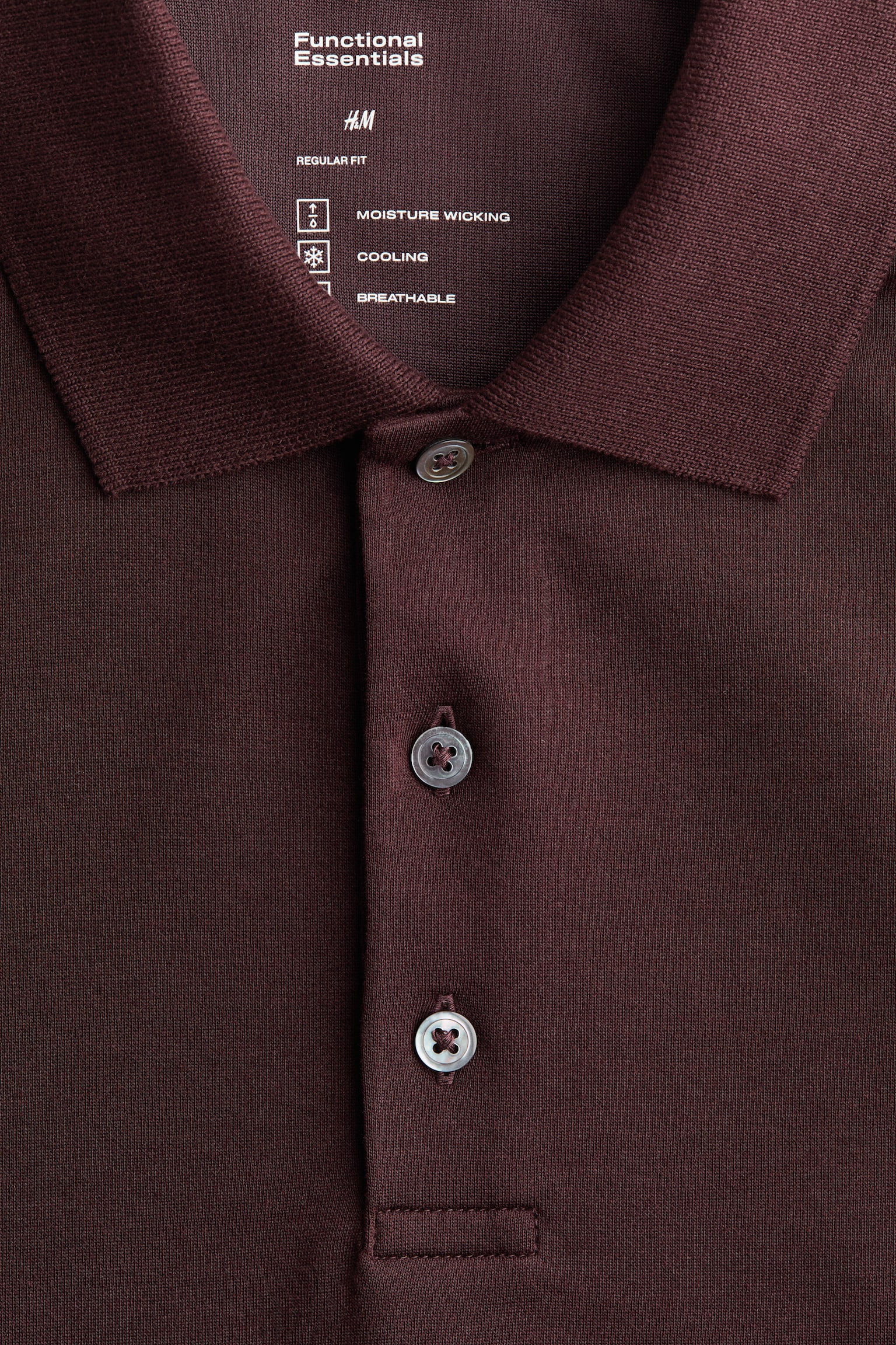 Мужское поло H&M Cooling Regular-Fit Polo Shirt, цвет: Коричневый — фото 2